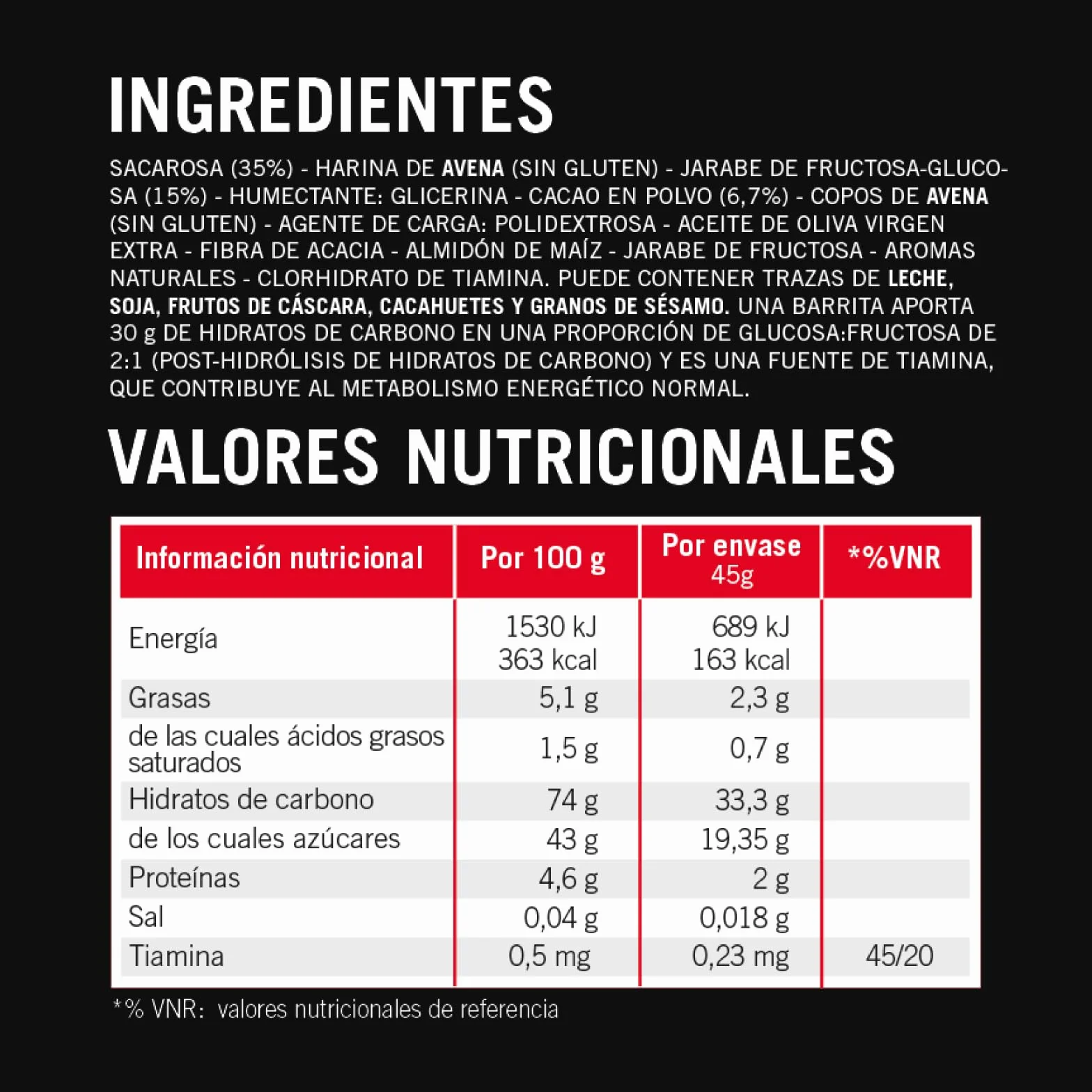 Enervit Carbo Bar C2:1PRO Brownie Barritas Energéticas 30g Carbohidratos Chocolate 12x45g Sin Gluten Vegano