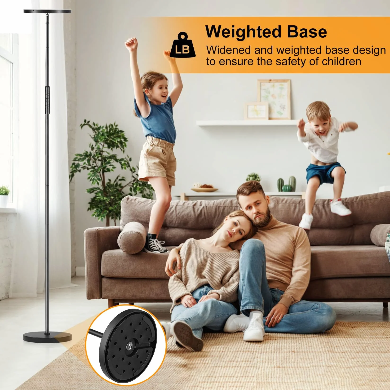 Lámpara de pie 36W 3600LM 350W Equivalente Moderna Torchiere con Mando a Distancia y Control Táctil 69" Sala de Estar