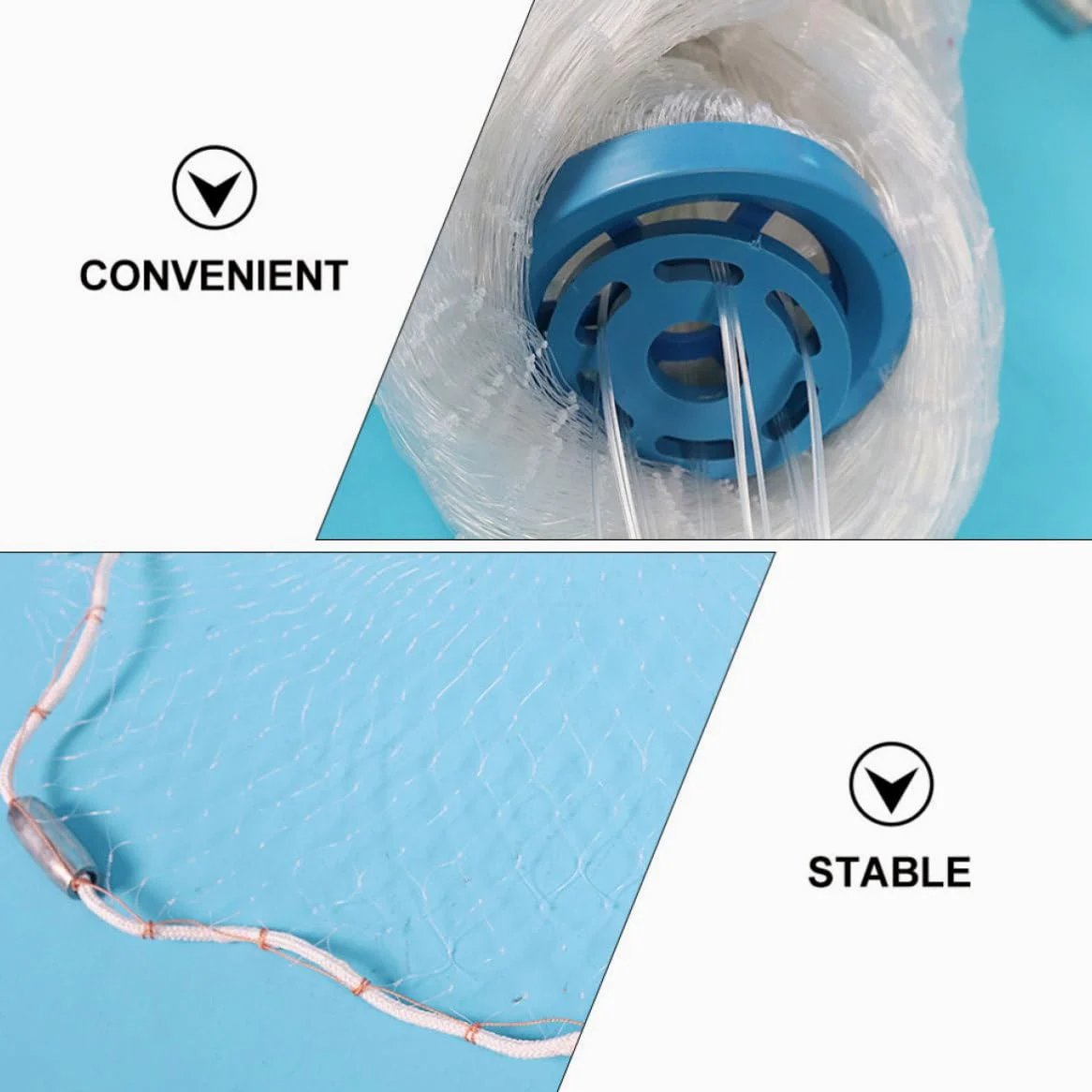 Red de Pesca Manual Plegable sin Anillo, Ligera y Fiable | Plástico y Acero Inoxidable, Cuerda Incluida, Suministros de Pesca al Aire Libre, Accesorios para Pesca