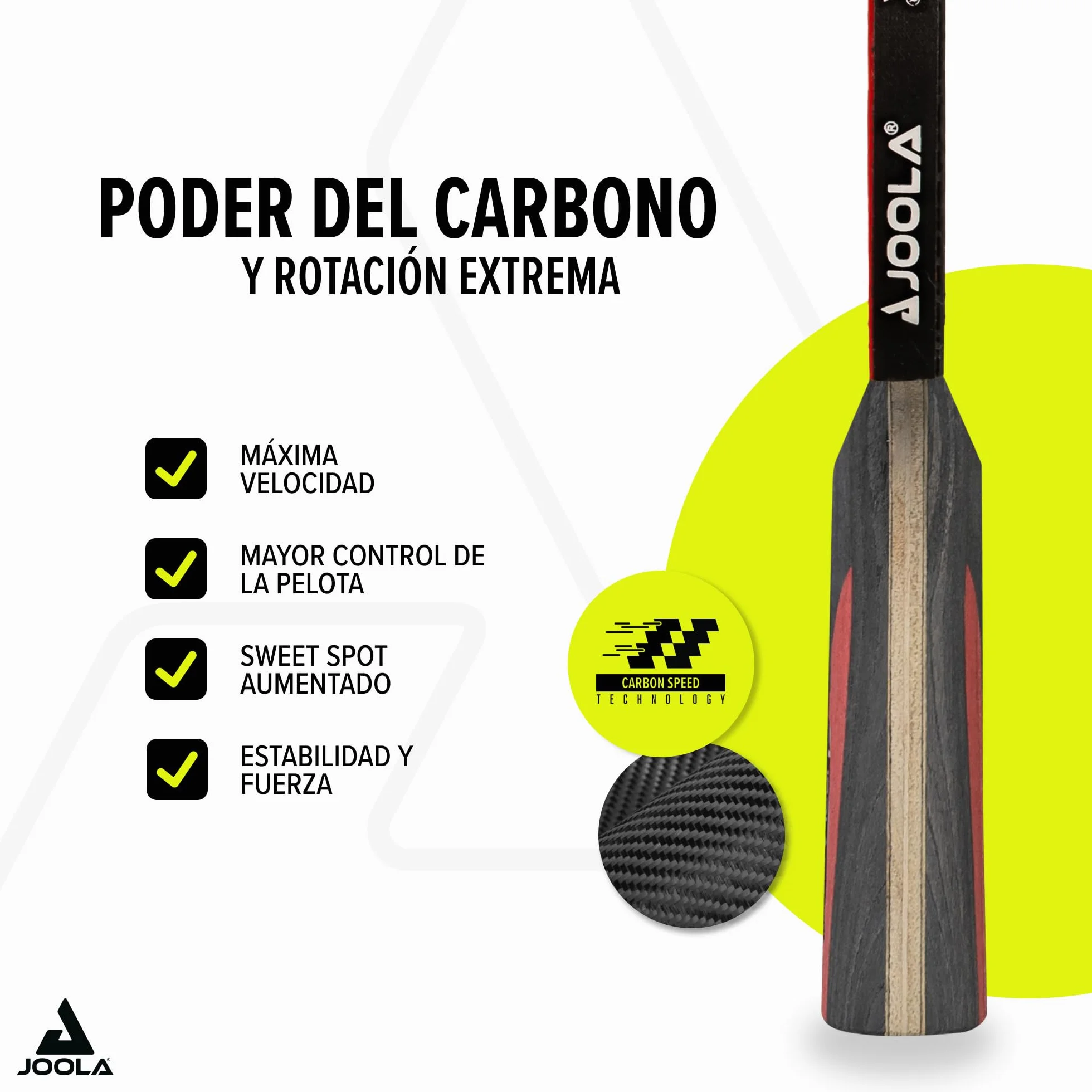JOOLA Carbon Raqueta de Ping Pong Profesional, para Jugadores avanzados - Tecnología Carbowood