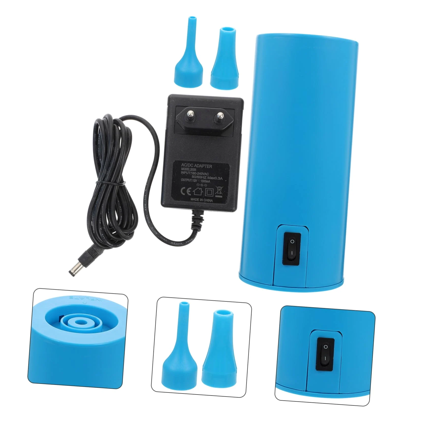 Bomba de Globos Eléctrica Portátil Azul Abs 18w Operación | Uso Dual, Infla Globos y Grandes Inflables, Modelo Dc 12.0v, 65db y 1pieza