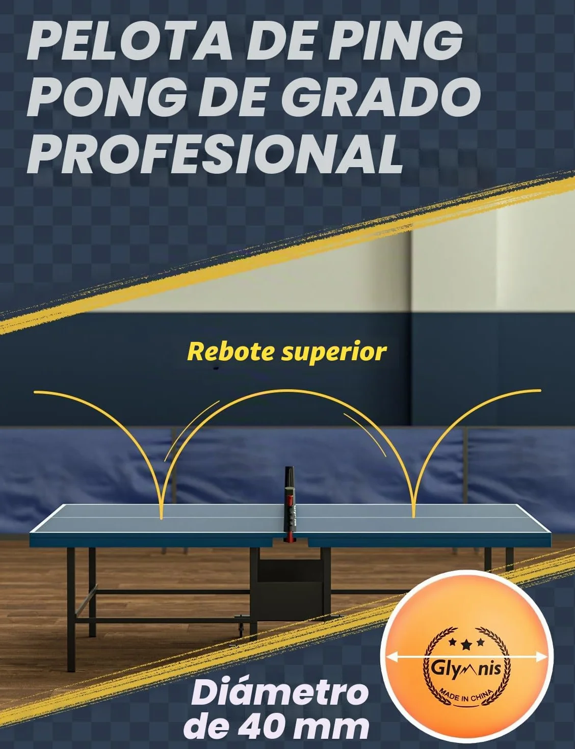 Glymnis Juego de Tenis de Mesa portátil con Red retráctil, Bates y Pelotas de Ping Pong de 3 Estrellas, Bolsa de Almacenamiento, Kit Todo en uno Premium