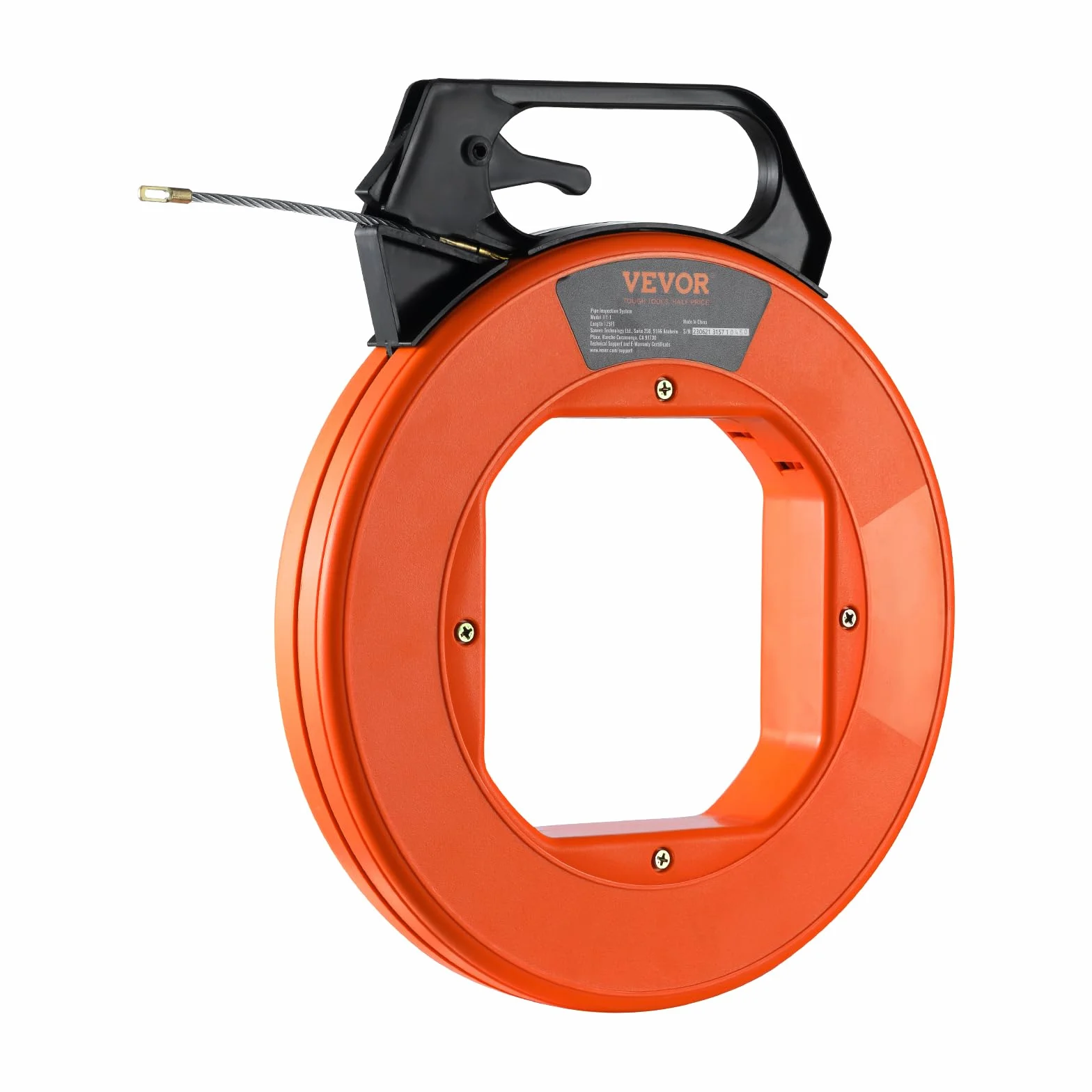 VEVOR Carrete de Cinta para Peces Longitud de 38,1 m Diámetro de 6,35 mm Extractor de Alambre PET Cinta de Pescar con Carcasa y Mango Herramientas de Pesca de Alambre Flexible con Caja de Plástico