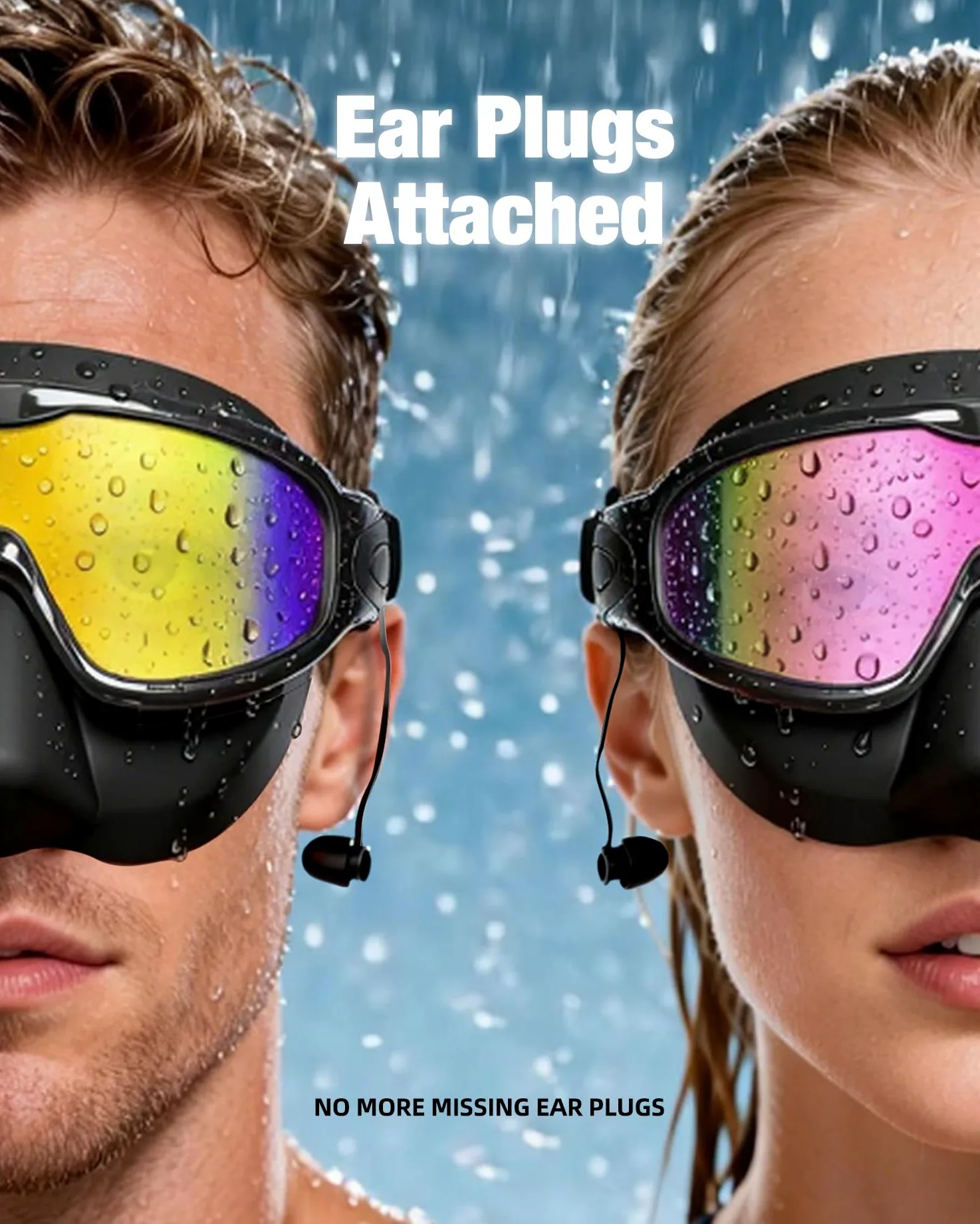 Aegend Gafas de natación con cubierta de nariz para adultos, paquete de 2 gafas de natación de visión amplia, antivaho, UV, sin fugas, para hombres y mujeres