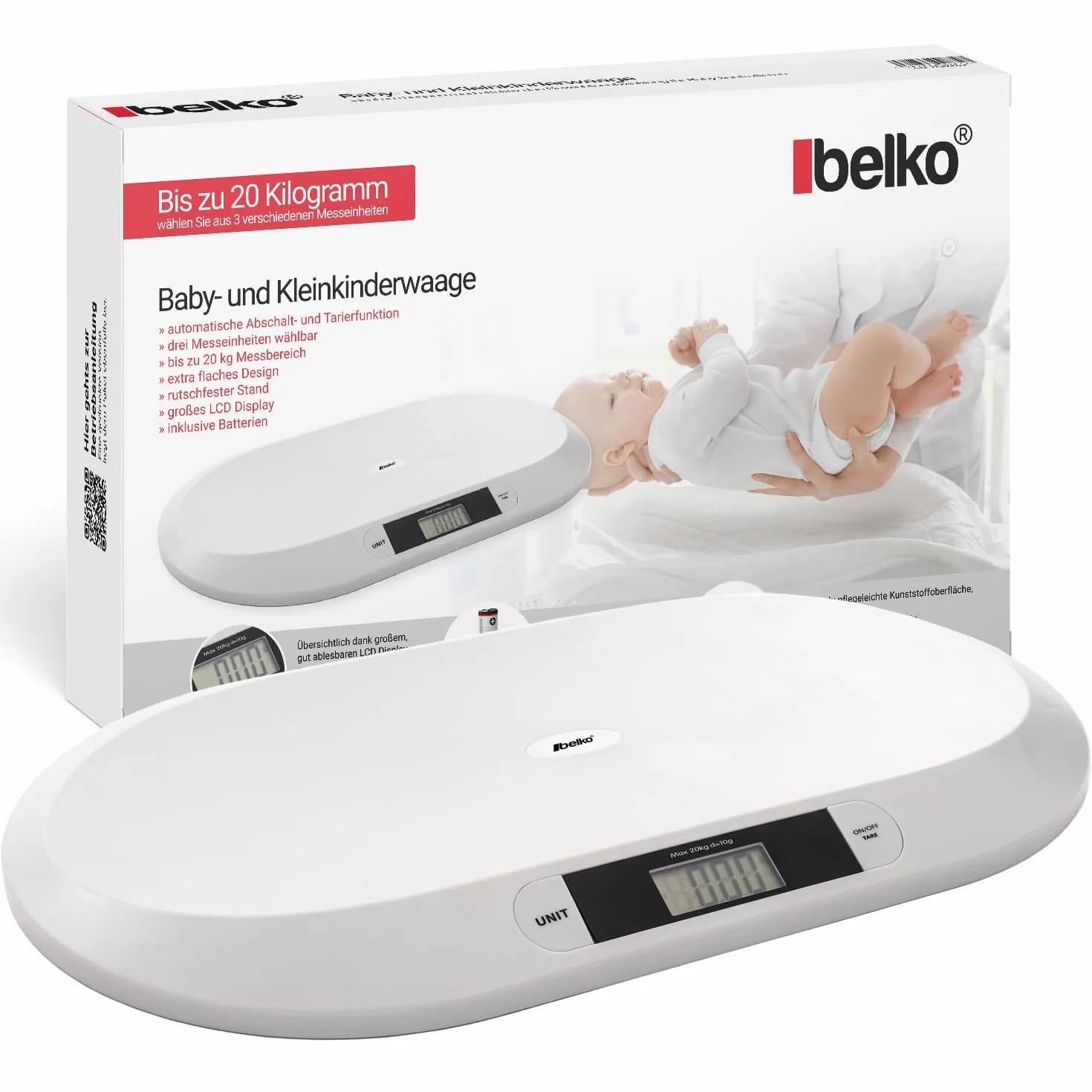 Belko Báscula digital plana para bebés 20 kg báscula de lactancia para niños