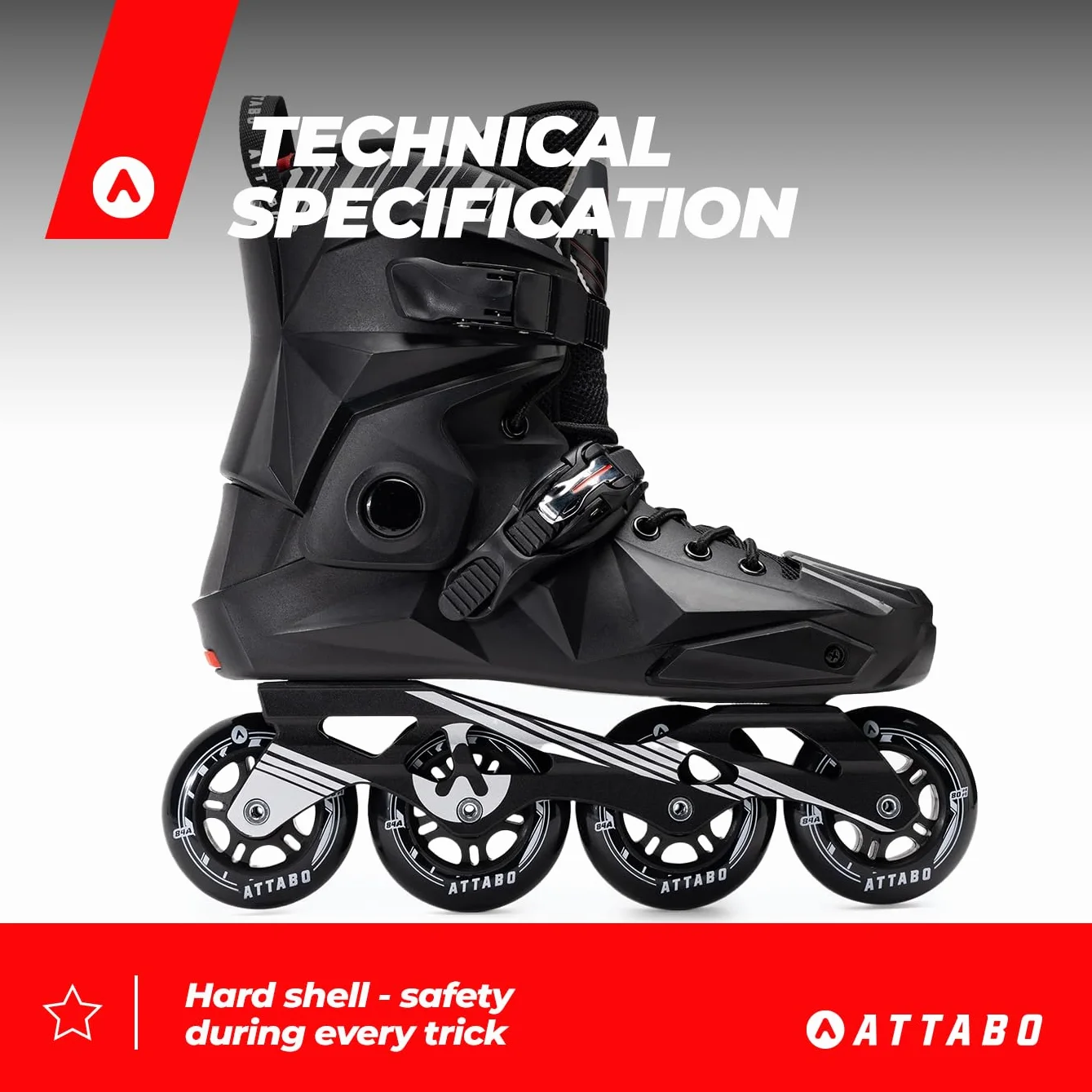 ATTABO Patines en Línea Riftskates 40-45 EU Negro ABEC-9 Ruedas PU 85A Freestyle
