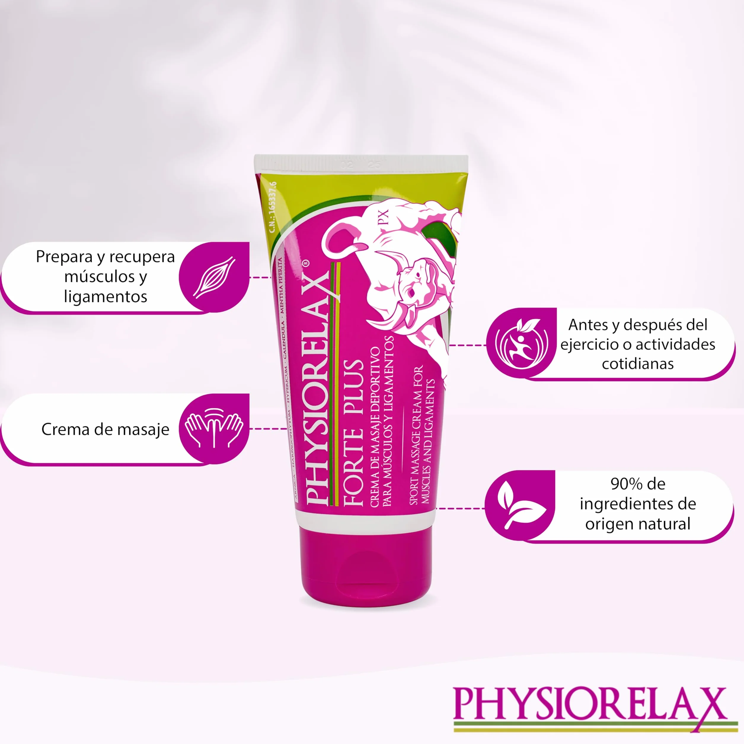 Physiorelax Forte Plus Crema de Masaje 75 ml con Árnica e Ingredientes Naturales