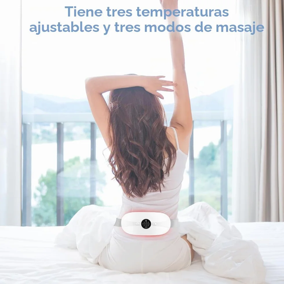 Almohadilla térmica menstrual Cinturón de Calentamiento Eléctrico USB para el Vientre 3 Niveles de Calor y 3 Modos de Masaje,Soporte de Espalda Calentado para Alivio Dolor Menstrual