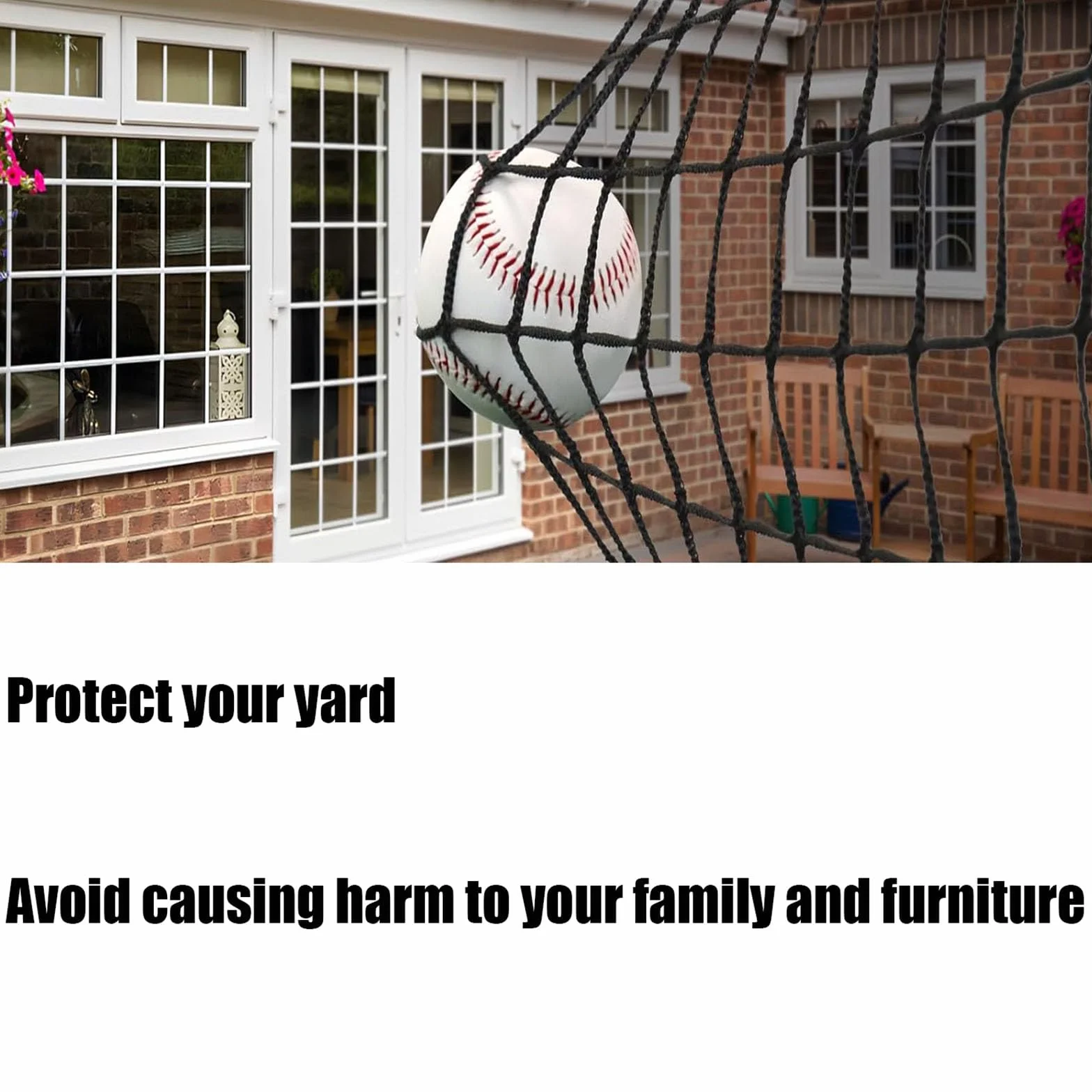Redes De Protección Contra La Seguridad De La Espalda De Béisbol, Redes Deportivas, Red De Cuerda Protectora Multipropósito De Poliéster, Heavy duty knotless net, patio trasero movimiento (Size:1x10m)