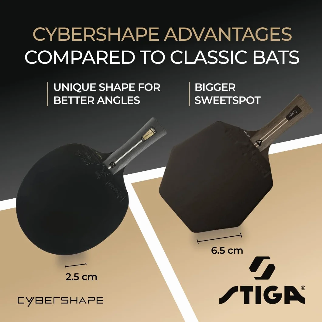 STIGA Raqueta de Tenis de Mesa Cybershape Pro Carbon+, Raqueta de Tenis de Mesa 5 Estrellas con Forma Hexagonal para Jugadores Profesionales Ofensivos