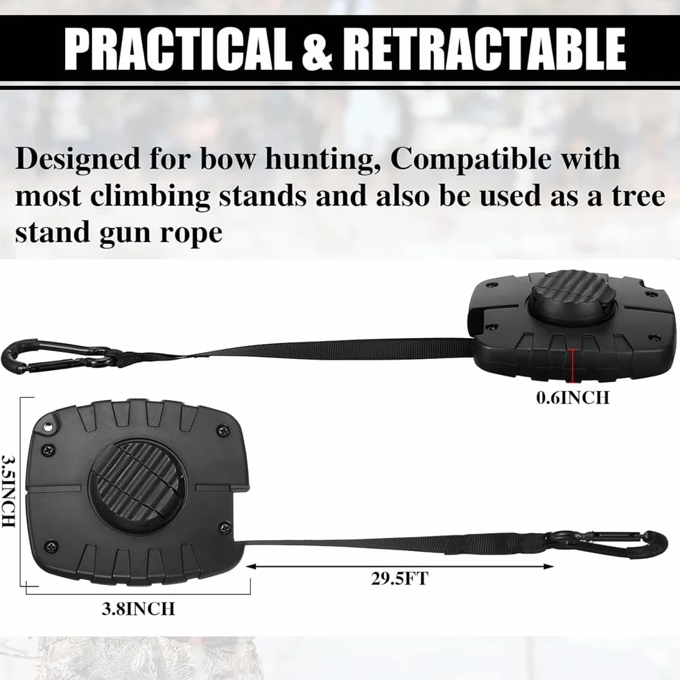 Treestand - Polipasto retráctil de 29.5 pies para caza, accesorios de equipo de caza rápidos y fáciles, 2 unidades