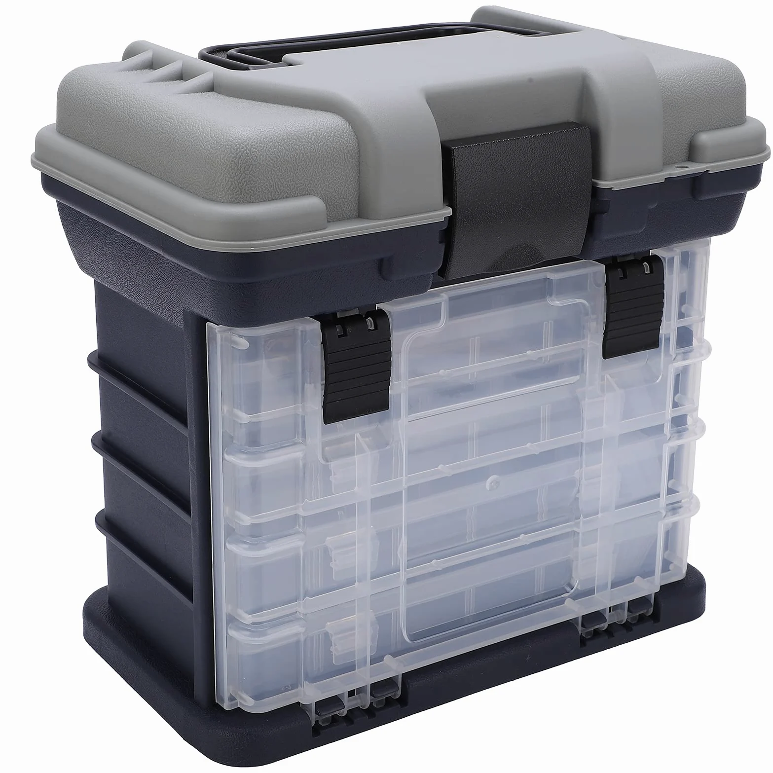 Generic Caja de Aparejos de Pesca de 4 Capas, Almacenamiento de Gran Capacidad con 4 Bandejas y Rejillas Extraíbles para Organización de Aparejos y de Pesca de Carpa