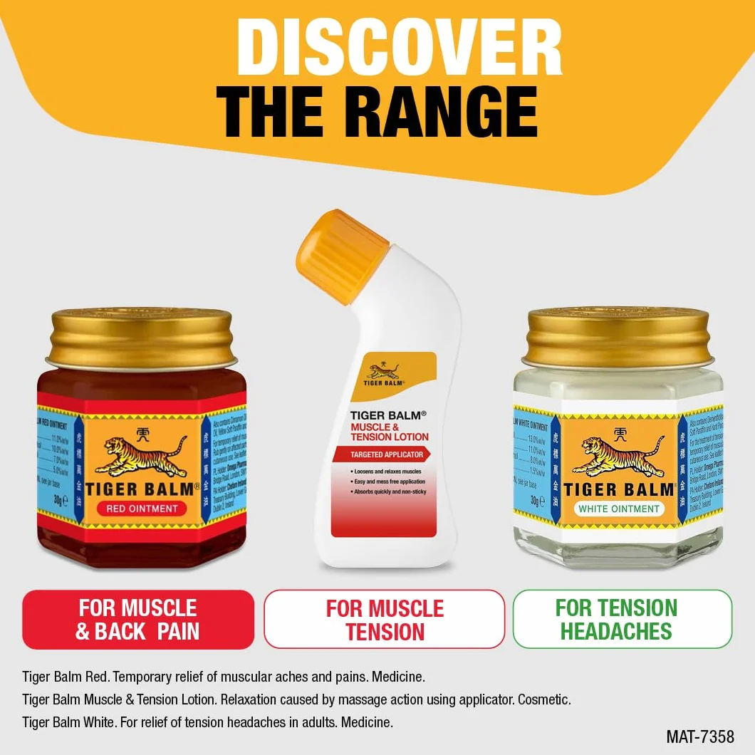 Tiger Balm Rojo Bálsamo de Tigre Efecto Calor Super Fuerza Alivio de Dolor 30g