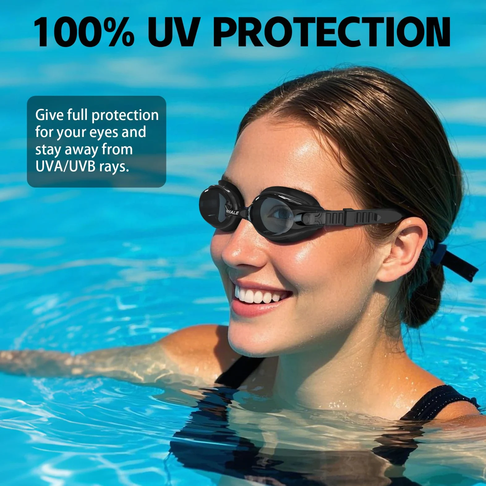 Whale Gafas de natación HD antivaho para adultos y jóvenes, aptas para ambos