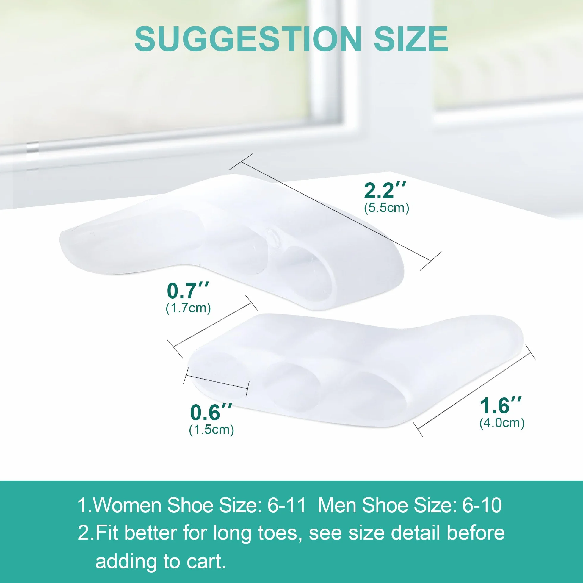 Welnove Separadores de dedos meñiques de gel, 8 espaciadores de silicona para aliviar juanetes
