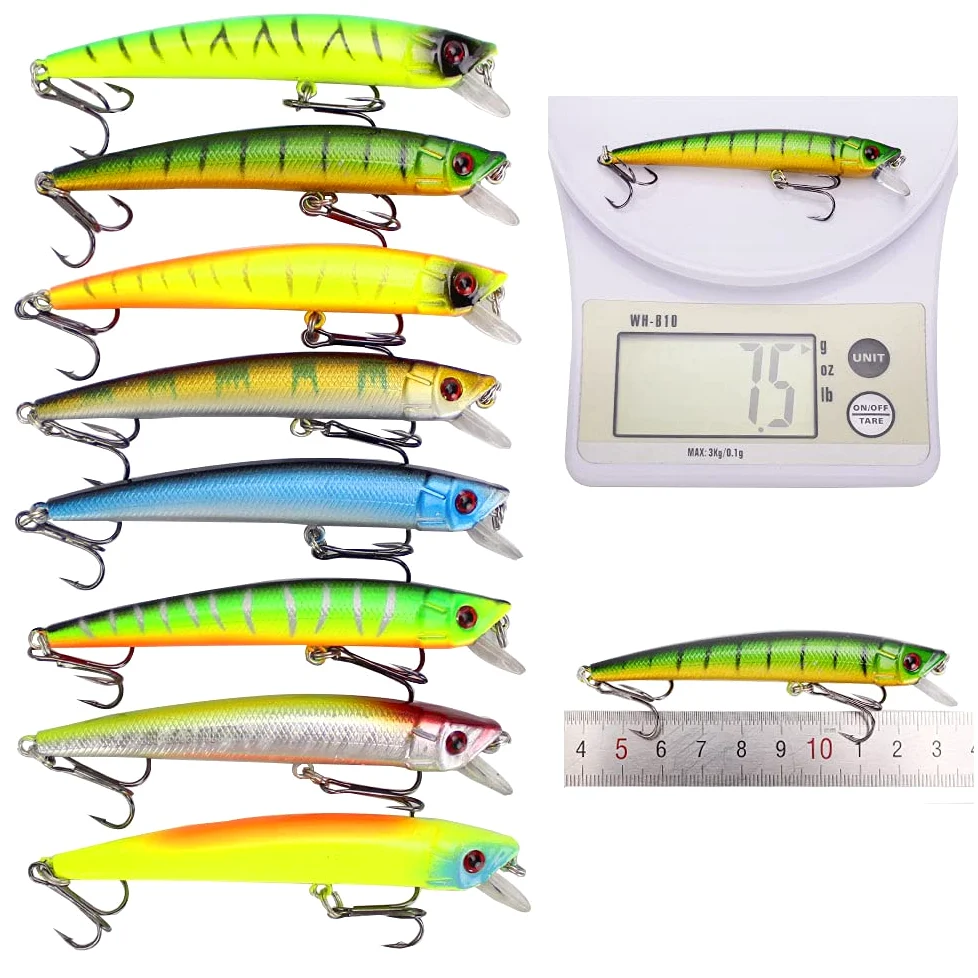 43 Piezas, Los Ojos estereoscópicos 3D Juego de Cebos señuelos de Pesca de Buceo, Cebo Artificial Multicolor para Lucio de Trucha de Agua Dulce y Agua Salada