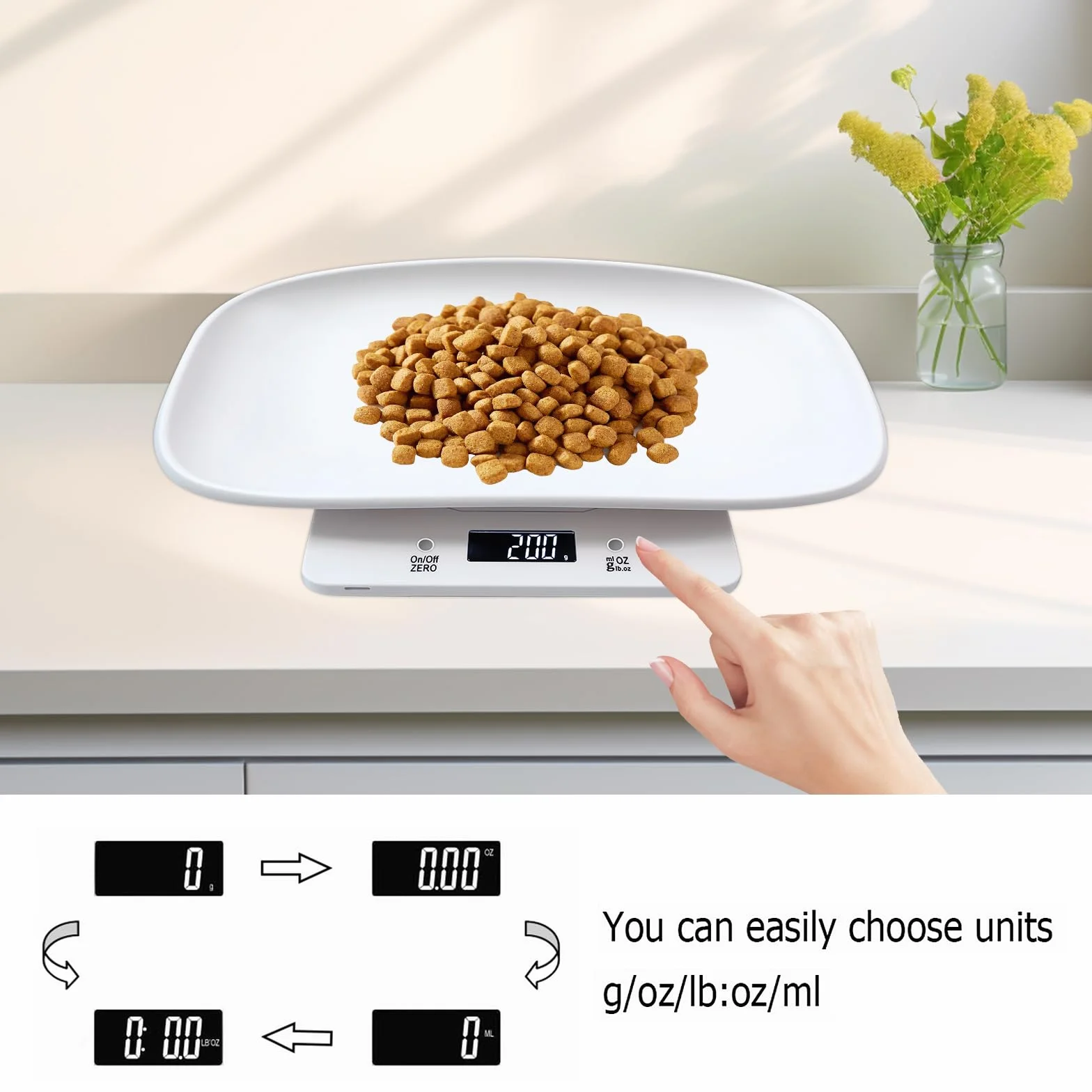 Báscula digital para mascotas 15 kg ± 1 gramo pantalla LCD mini báscula electrónica