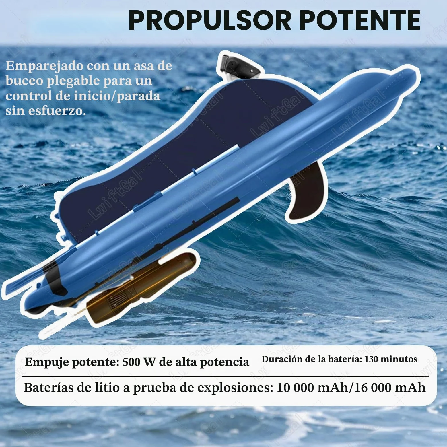 Moto Acuatica Inflable Electrica, Moto De Agua Hinchable con Motor, Moto AcuáTica, Bote Inflable con Scooter Submarino 500w, para Adultos Y NiñOs White-500W10AThruster