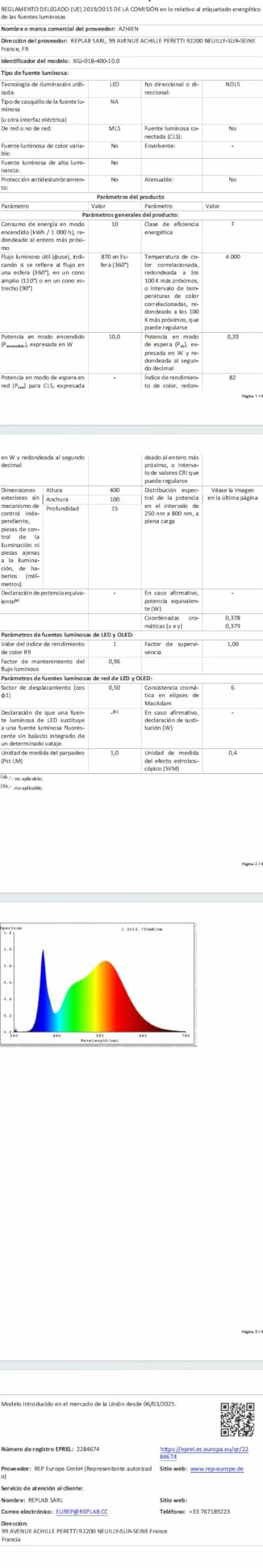 Lámpara LED de Baño 10W 820LM Blanco Neutro 4000K IP44 230V 40cm