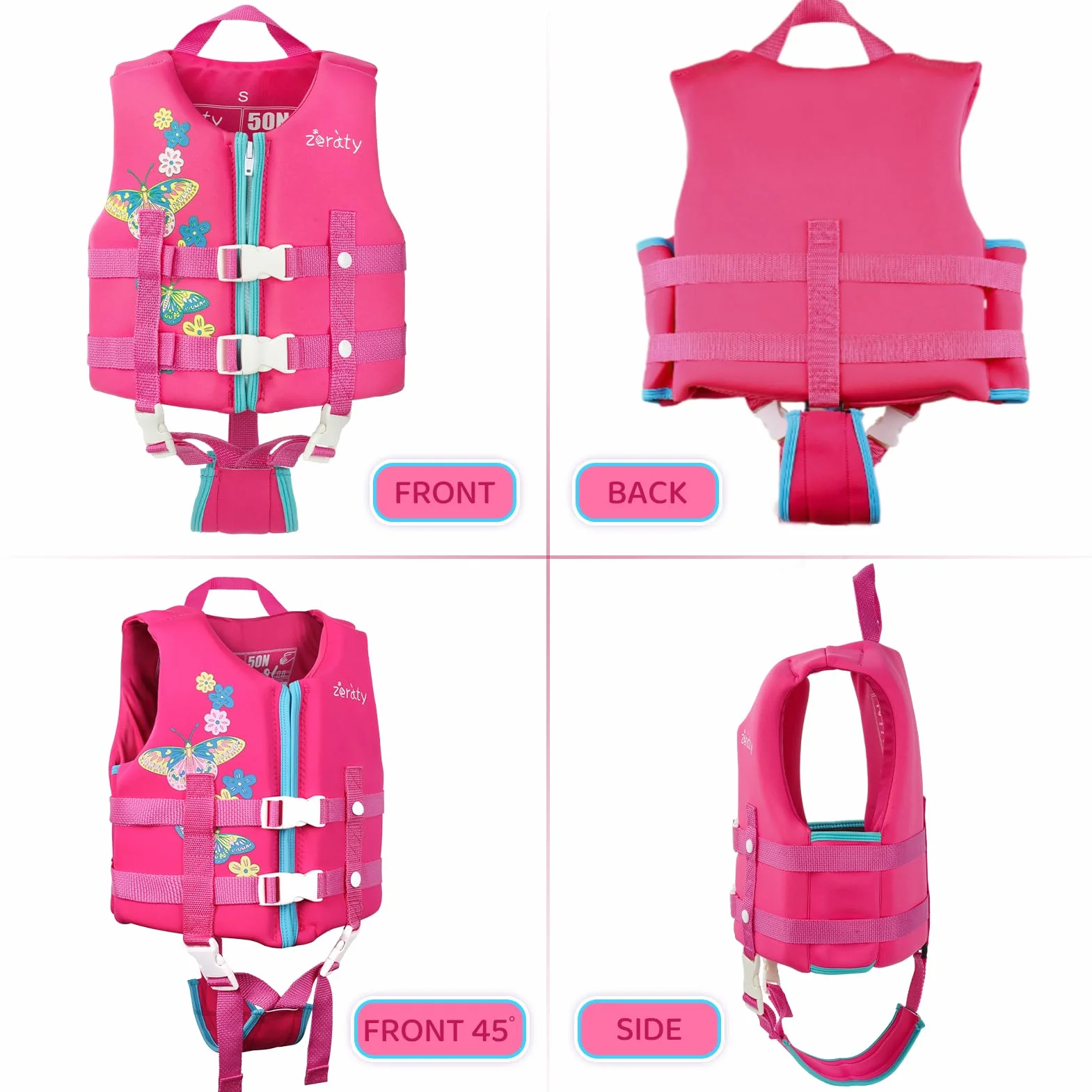 Zeraty Chaleco de Natación para Niños Pequeños con Correa de Ajustable Edad 1-9 años / 22-50 lbs