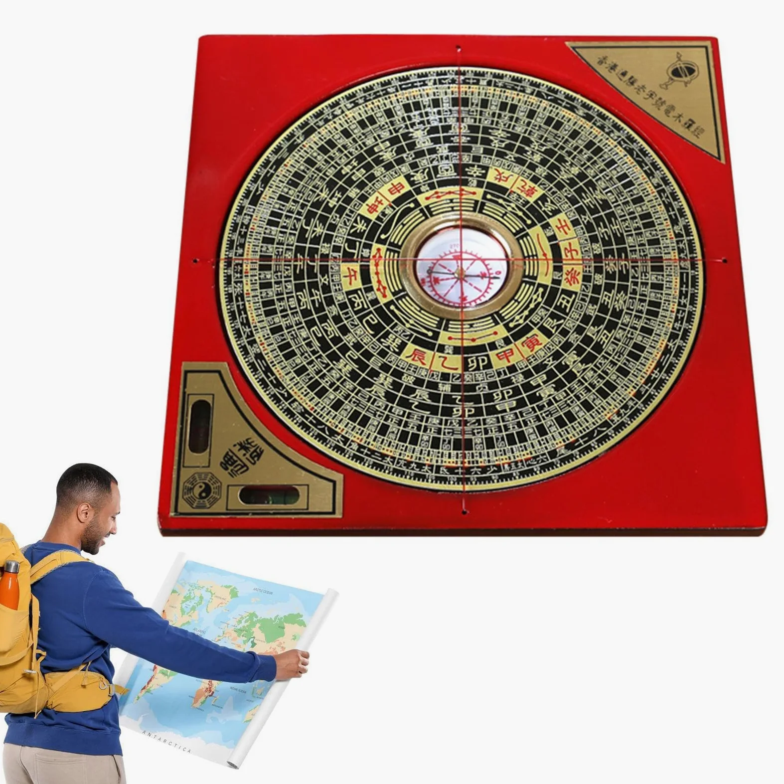 Brújula, Brújula Luo Pan Alloy Chinese Ancient Chino Brújula Navegación | Brújula de Navegación de Decoración China Herramientas - Retro Portable Yang Ba para Oficinas Hogar