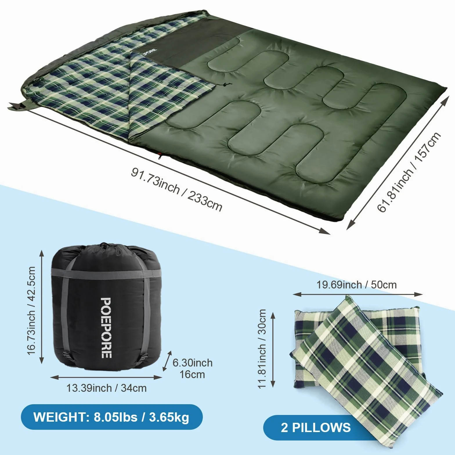Saco de Dormir Franela Inviernos para Adultos 3-4 Estaciones Sacos de Dormir de Camping con Bolsa de Transporte para Camping Viaje Aire Libre 230 x 90CM