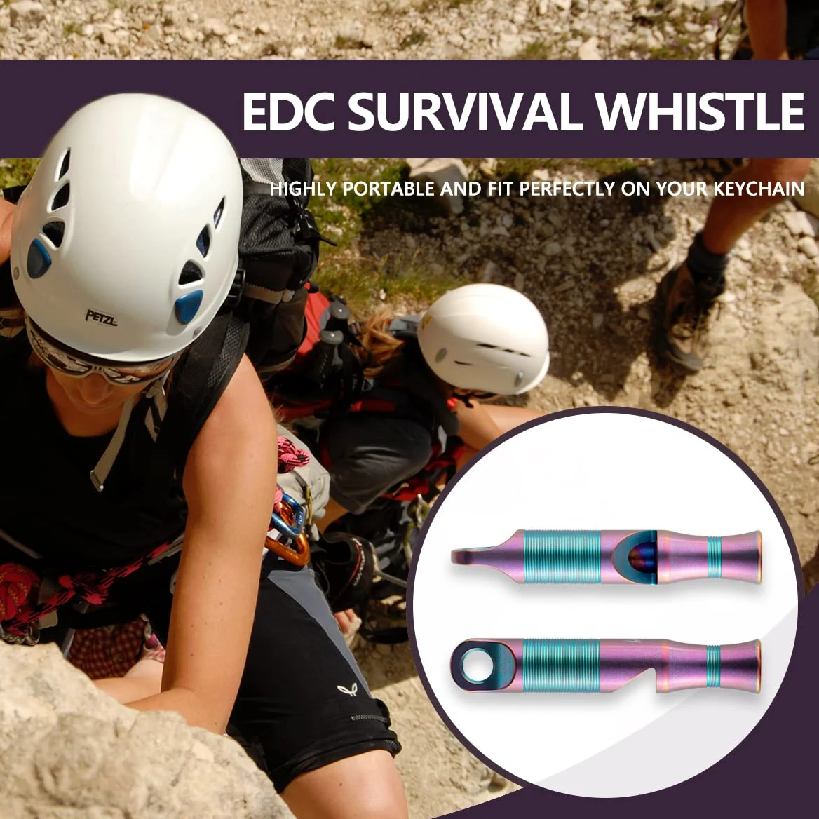 WeKnife - Silbato de Supervivencia de Titanio con Paracord para Kayak, Chaleco Salvavidas, Chaqueta, Barco, Pesca, Camping, Senderismo, Caza, Coyote