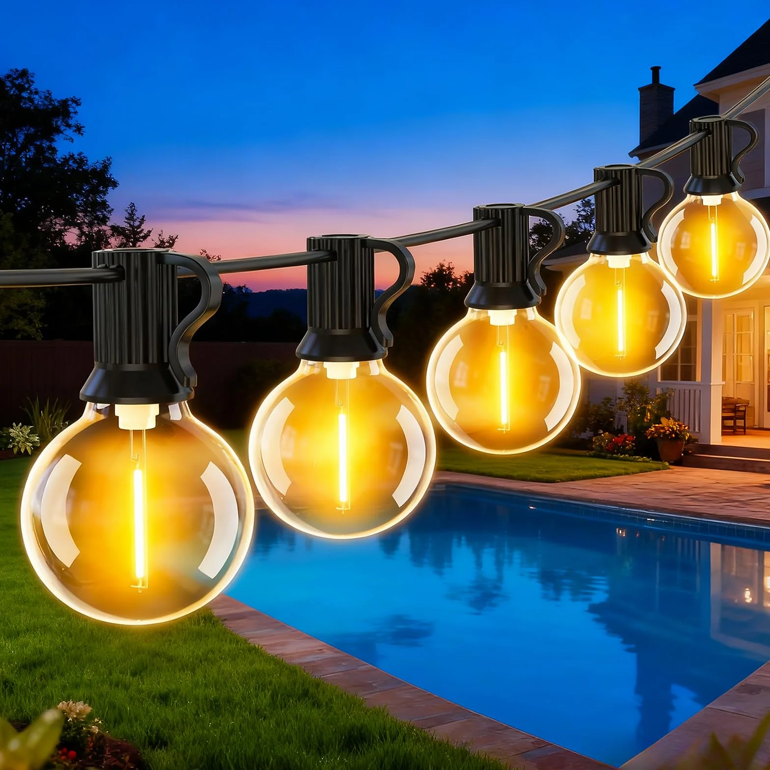 Guirnalda Luces Exterior LED 9M 30Ft G40 Impermeable Iluminacion para Jardin Patio