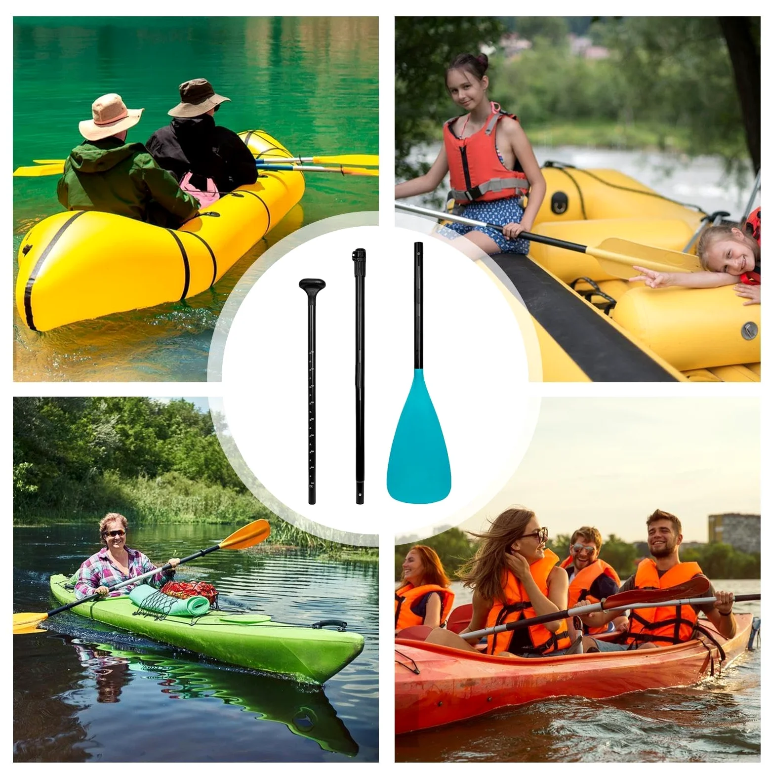Pala de kayak – Remo de carbono de sección | Tabla de remo extraíble | Ajustable | Suministros reutilizables para deportes acuáticos, accesorios de canoa para actividades al aire libre, aventura en el