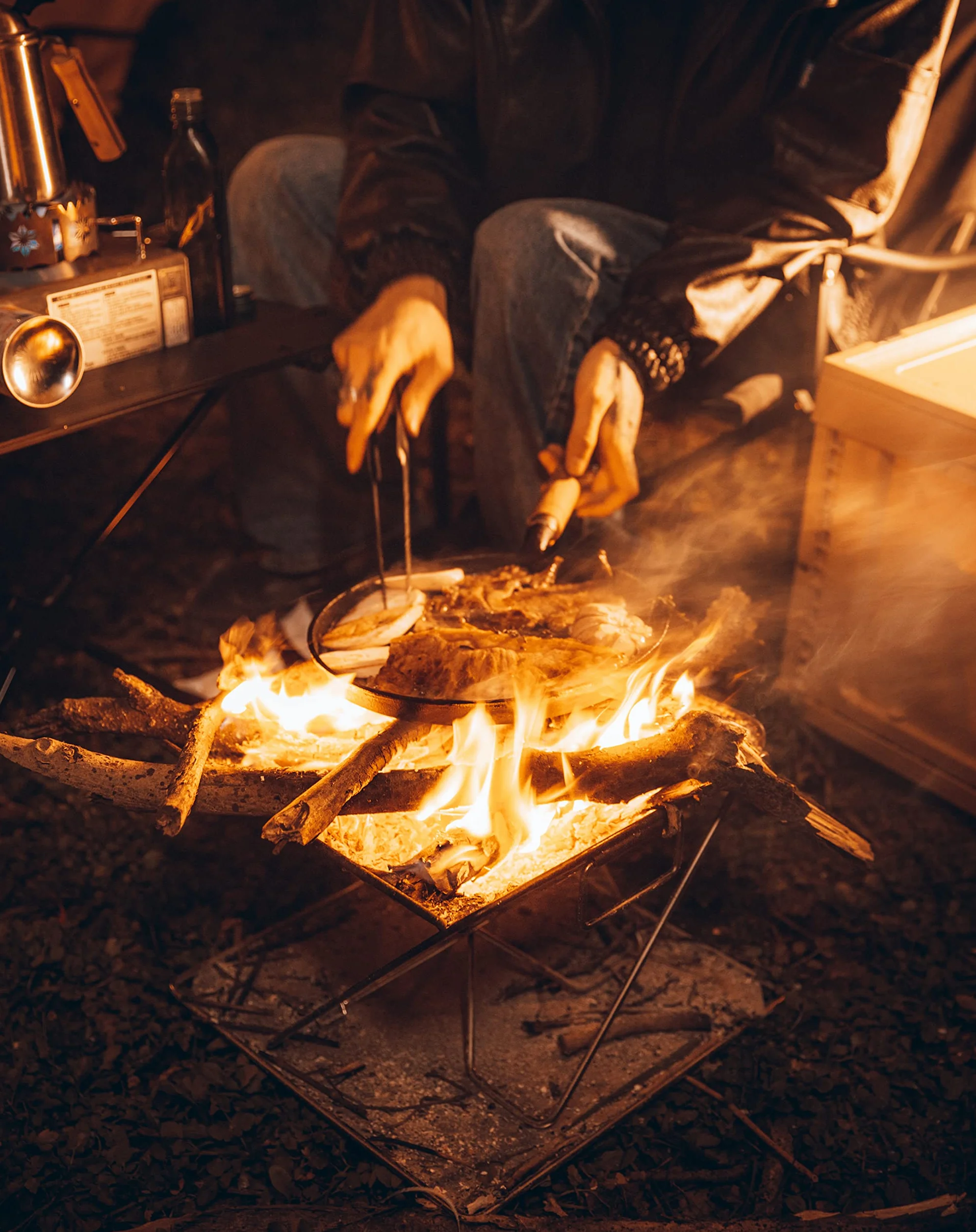 Campingmoon MT-045 - Parrilla plegable de acero inoxidable para barbacoa