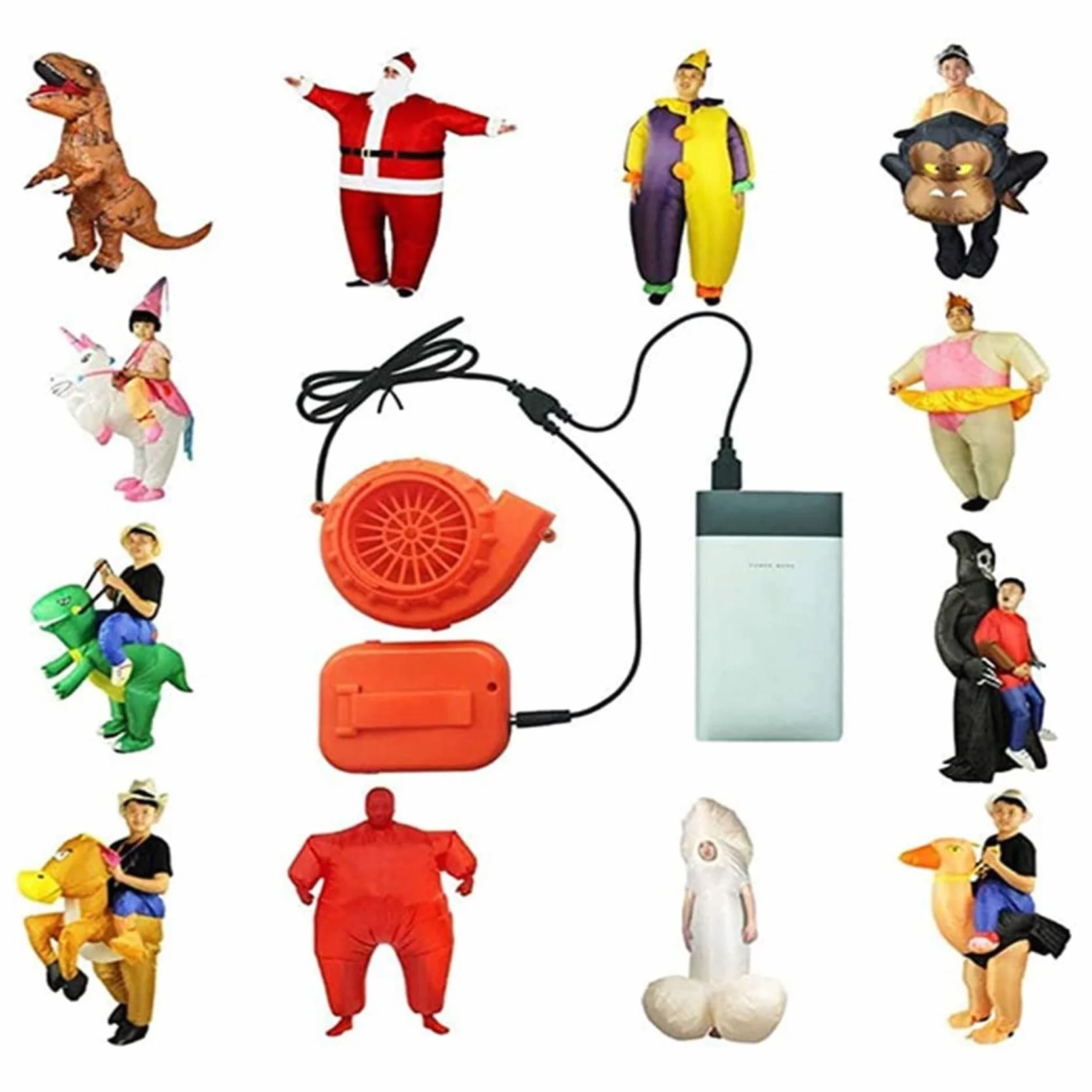 Ventilador Soplador para Disfraz de Dinosaurio o Cabeza de Mascota U de Disfraces Inflables, Naranja