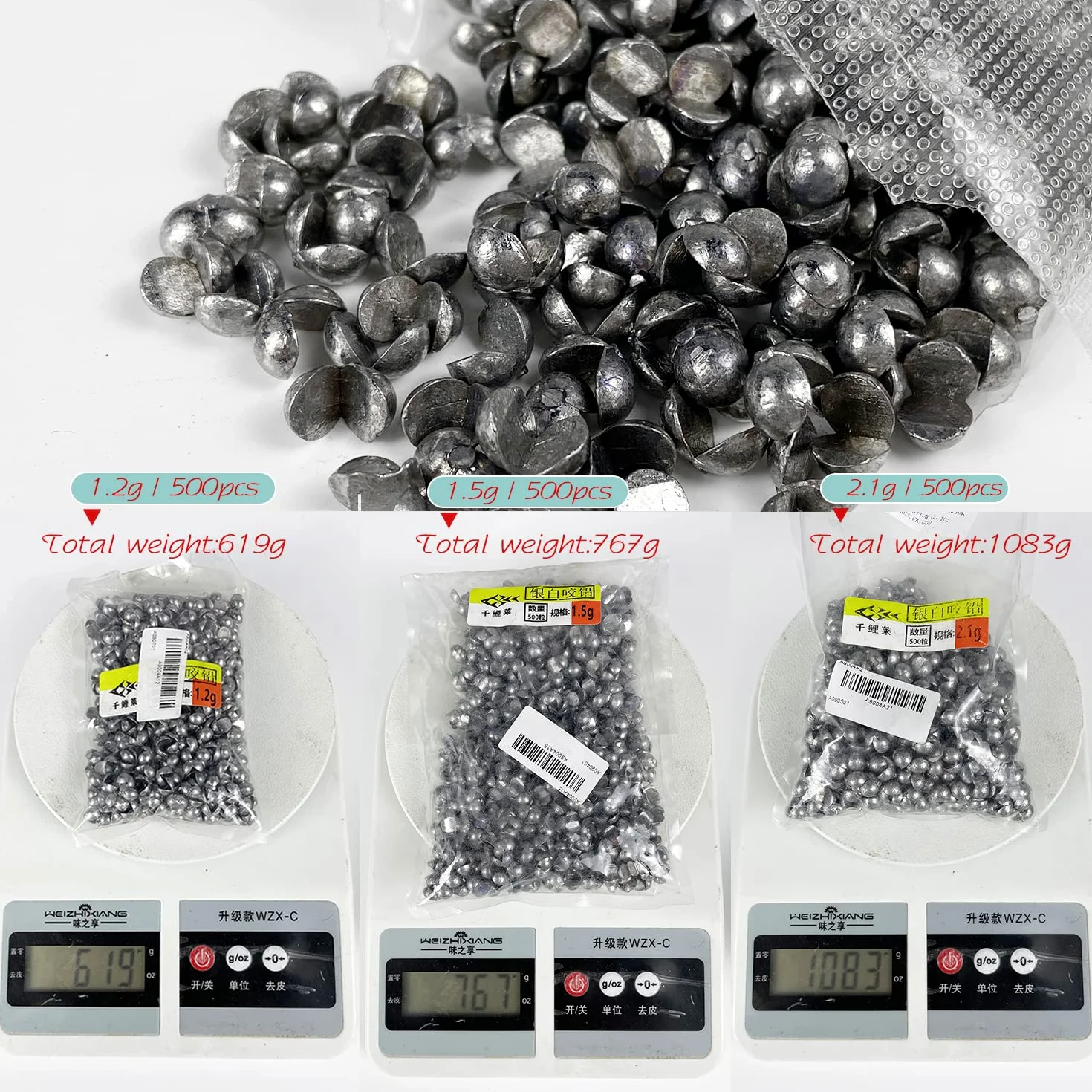Kit de 500 Piezas Plomos de Pesca Apertura de Pesca Disparo Dividido Plomada de Pesca Redondas