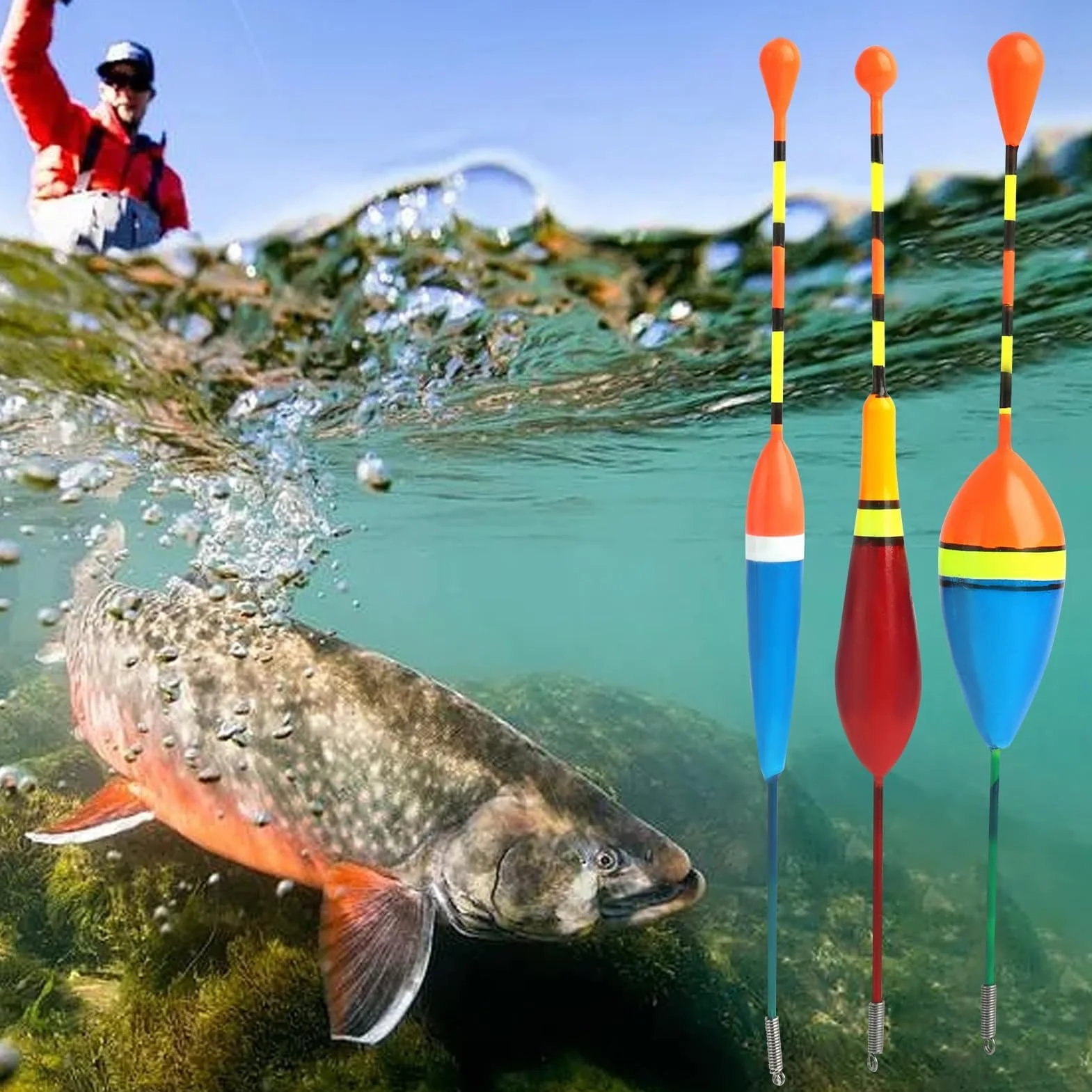Set de Boyas de Pesca de Madera Ligera para Trucha y Pesca en el Mar, Incluye Flotadores de 1g y 3g, Colores Vivos y Duraderos, Apto para Todo Tipo de Pesca