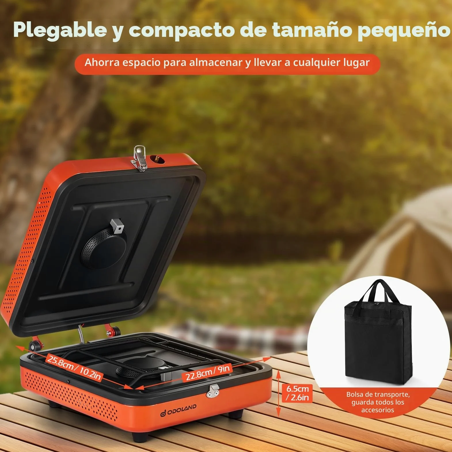Odoland Estufa de camping portátil 2 quemadores 4400 W encendido automático control de calor