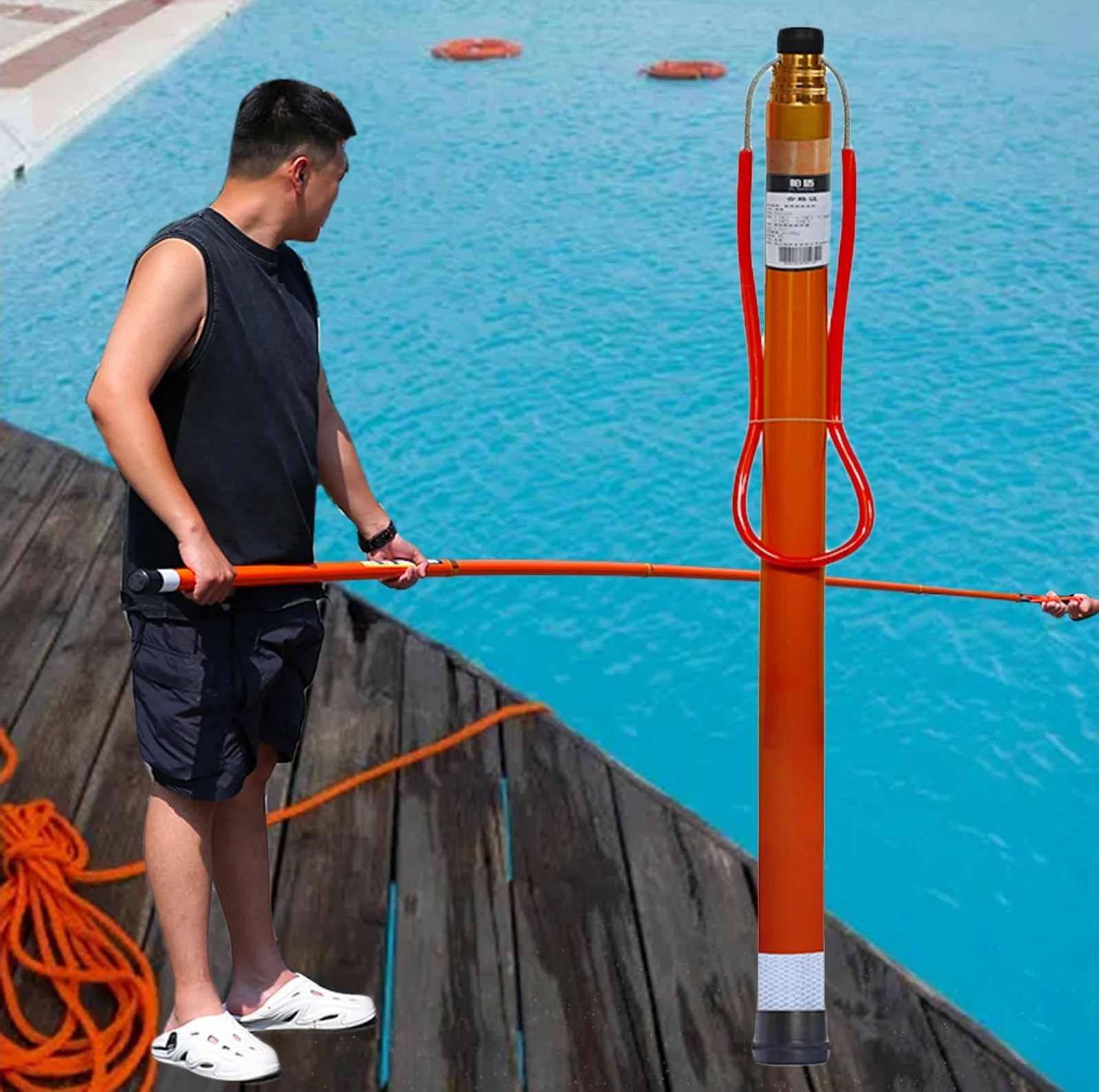 Barra telescópica de rescate de agua para alberca con gancho, 9,8 m, 6,4 m, 5,5 m, 4,3 m, barra salvavidas para barco, equipo de ganchos de seguridad de emergencia