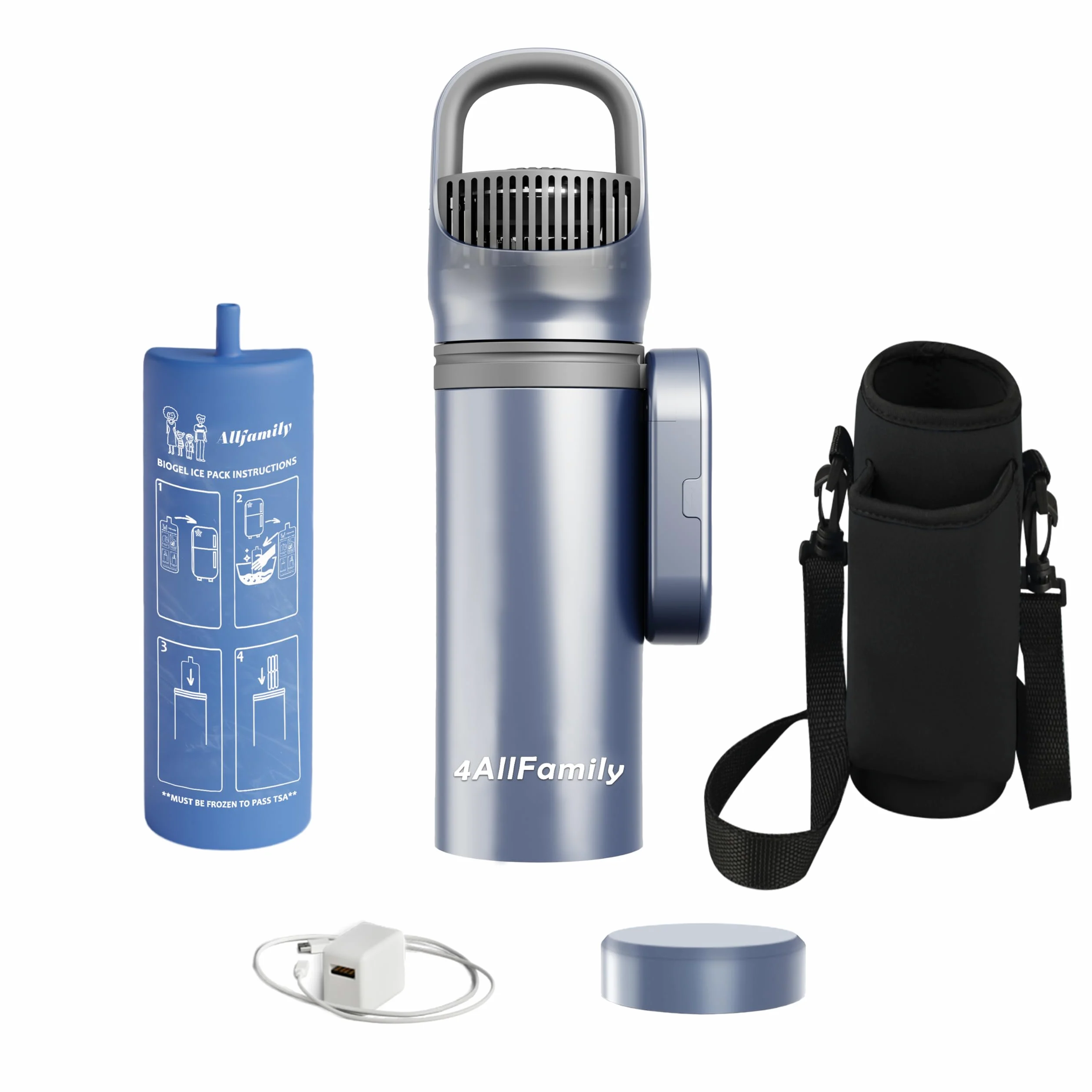 4ALLFAMILY Pioneer - Enfriador de viaje para medicamentos de apagado automático, aprobado por la TSA (1-7 bolígrafos de medicamentos) 2N1 USB + BIOGEL bolsa médica portátil para diabetes epipen