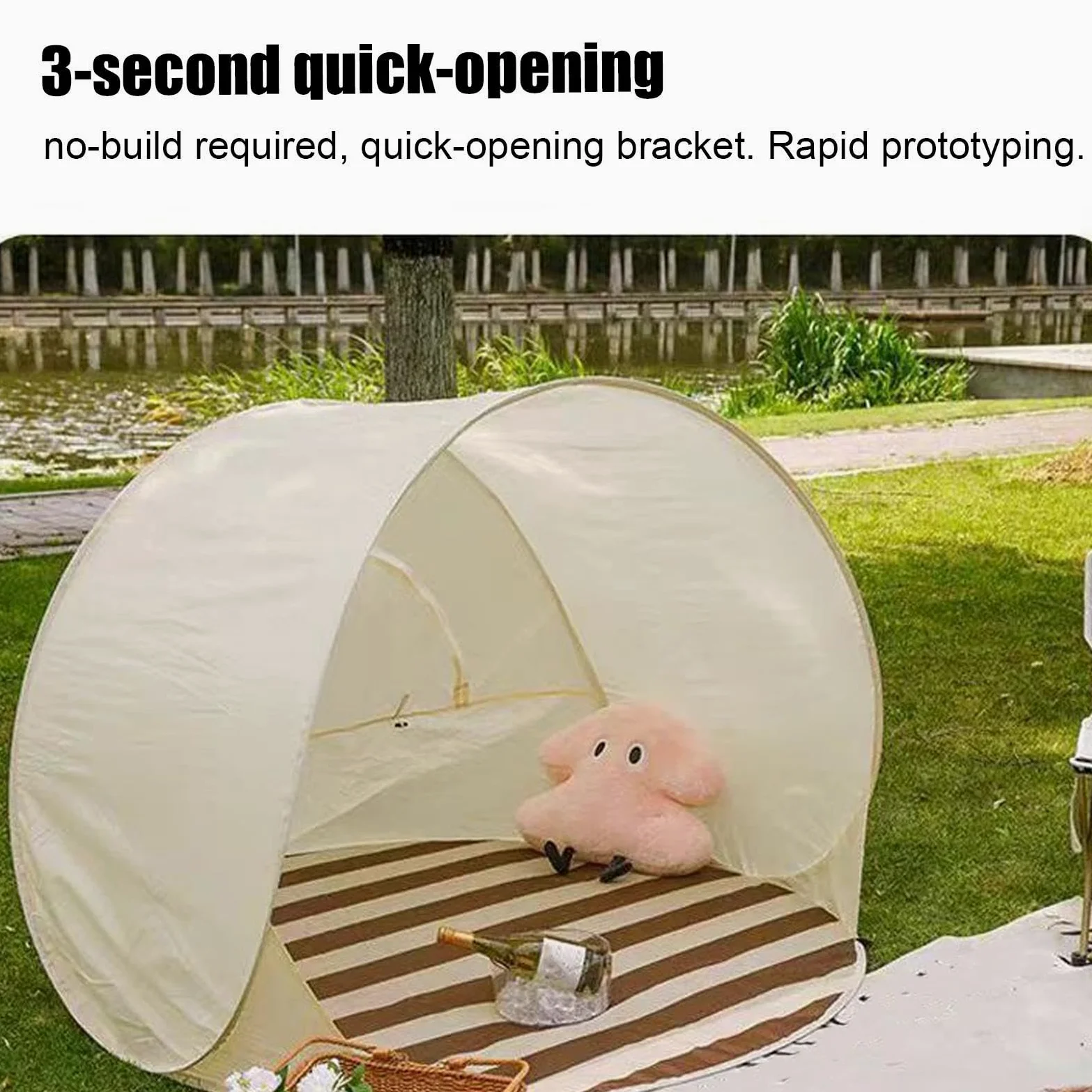 Tienda de Playa con protección Solar Impermeable y Plegable | para playa para 3 personas, camping, senderismo, viajes, aire libre, verano, parque, familia