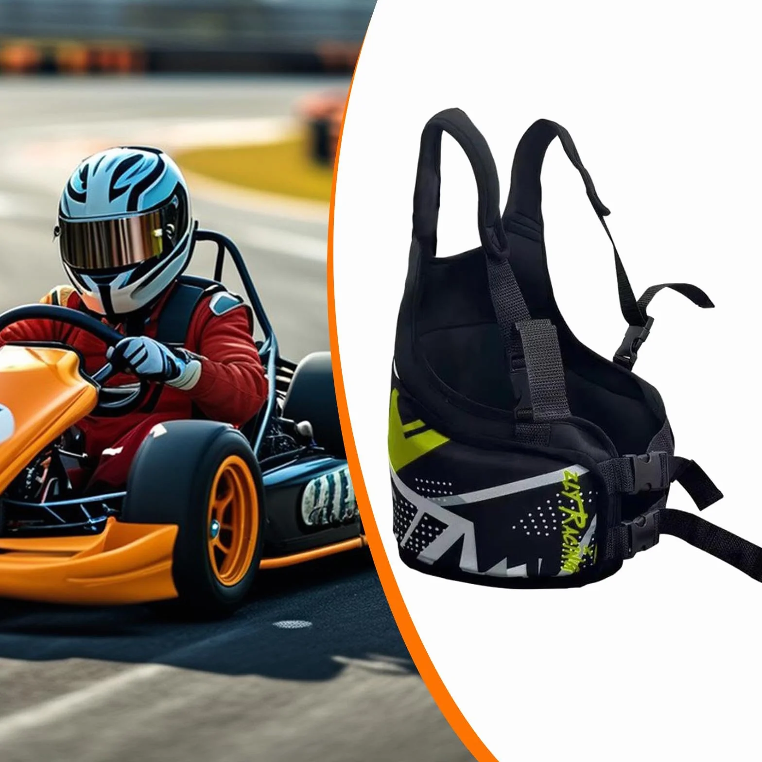 Milageto Chaleco Protector de Costillas de Karting para Adultos, Ajustable, Amarillo