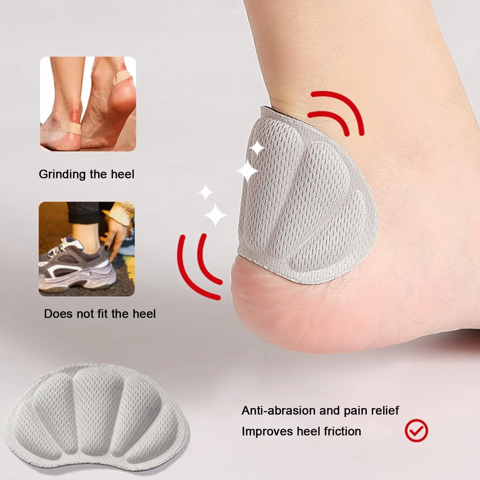 Almohadillas para Talón Autoadhesivas Antirrozadura, Ajustador de Talla, Rellenos para Zapatos Grandes