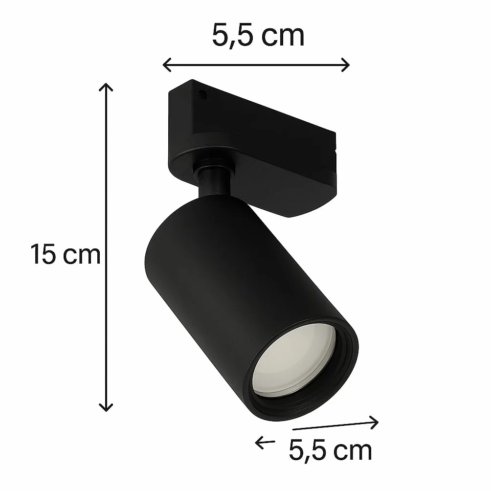 Pack 5x Foco Carril Orientable GU10 Monofásico 220V Aluminio Negro Iluminación Direccional