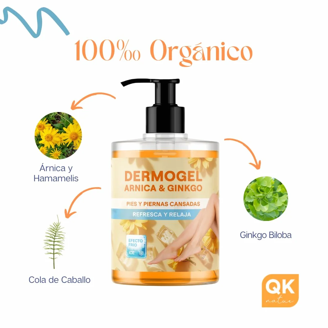 Gel piernas cansadas Árnica & Ginkgo Efecto Frío 500ml - Alivio y frescor para piernas y pies cansados