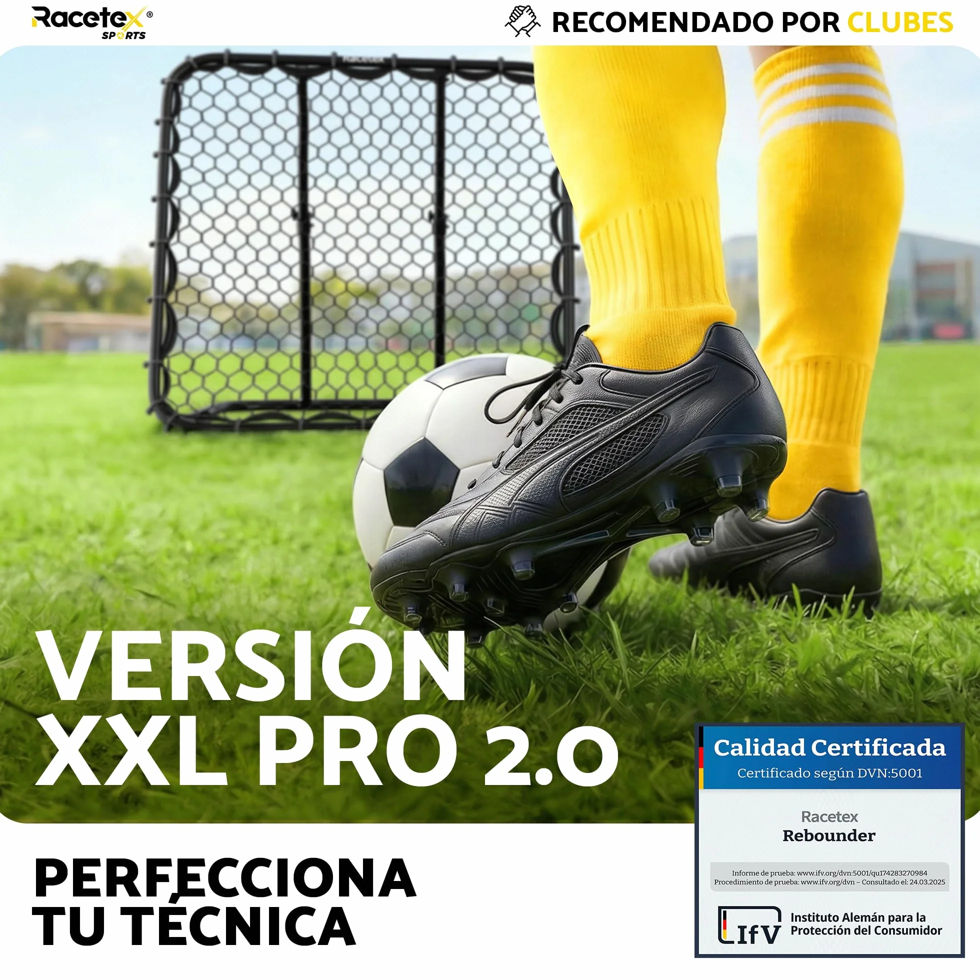 Racetex Rebounder para fútbol XXL 125 cm x 125 cm con ángulo ajustable