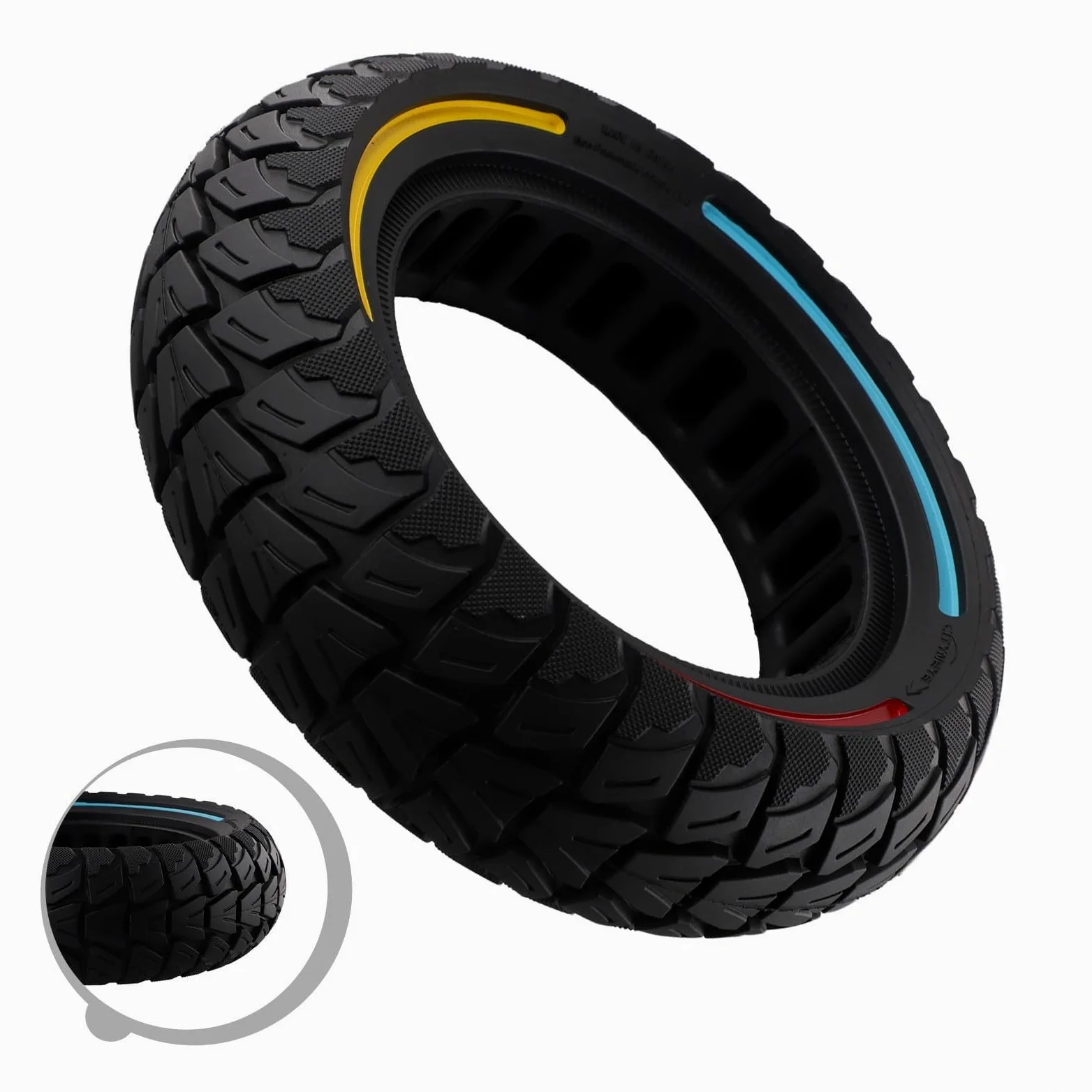 Neumático de Caucho Macizo de 10 Pulgadas, 255 x 80 mm, Repuesto para Patinete eléctrico, no neumático, antipinchazos.