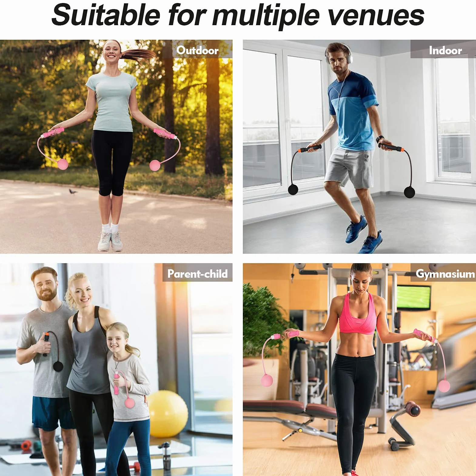 Cuerdas de saltar inalámbricas, cuerdas de playa Mbf, mejor para fitness y pérdida de peso, cuerda de saltar sin cuerda con pelota pesada para mujeres y hombres