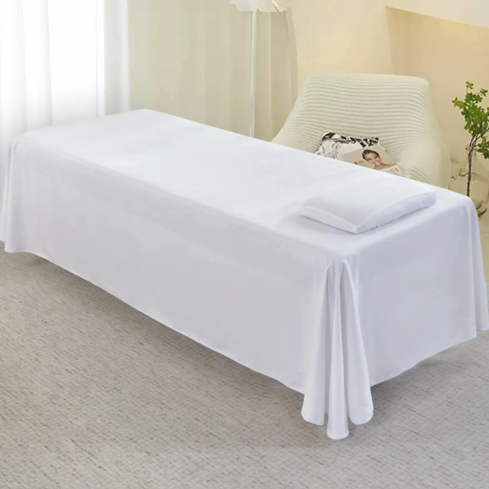 Surwin Sábana para Camilla de Masaje Ajustable 120x230cm Blanca Lavable SPA
