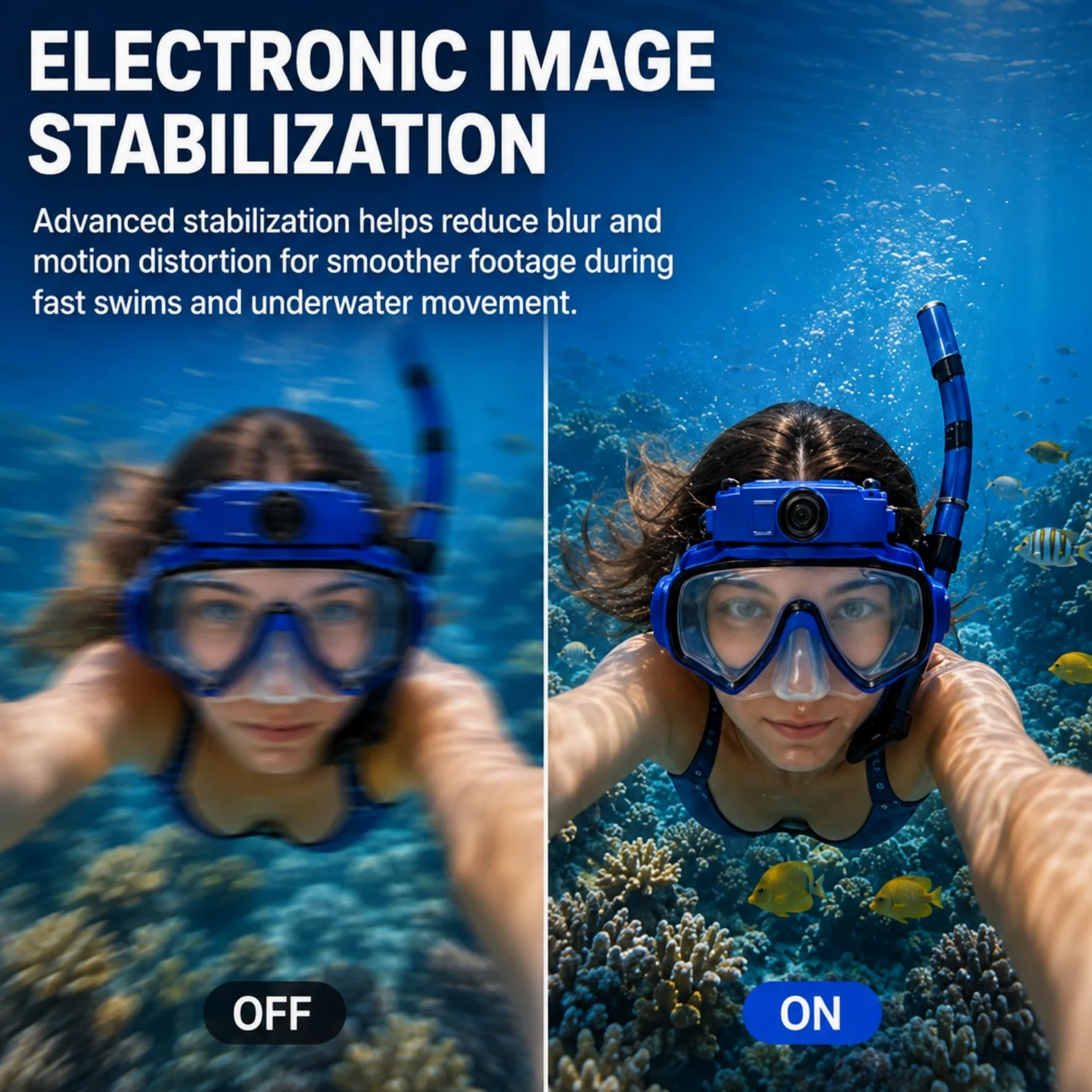 Gafas de Buceo con Cámara 2K, Impermeables hasta 15m y Lente Gran Angular para Snorkel