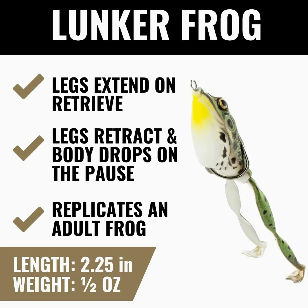 Lunkerhunt - Kit de señuelo de Pesca (Paquete de 3) | 1 Tortuga, 1 Rana, 1 pez Sol | Cebo de Pesca de Agua Superior para Pesca de lubina, anzuelos sin Malas Hierbas