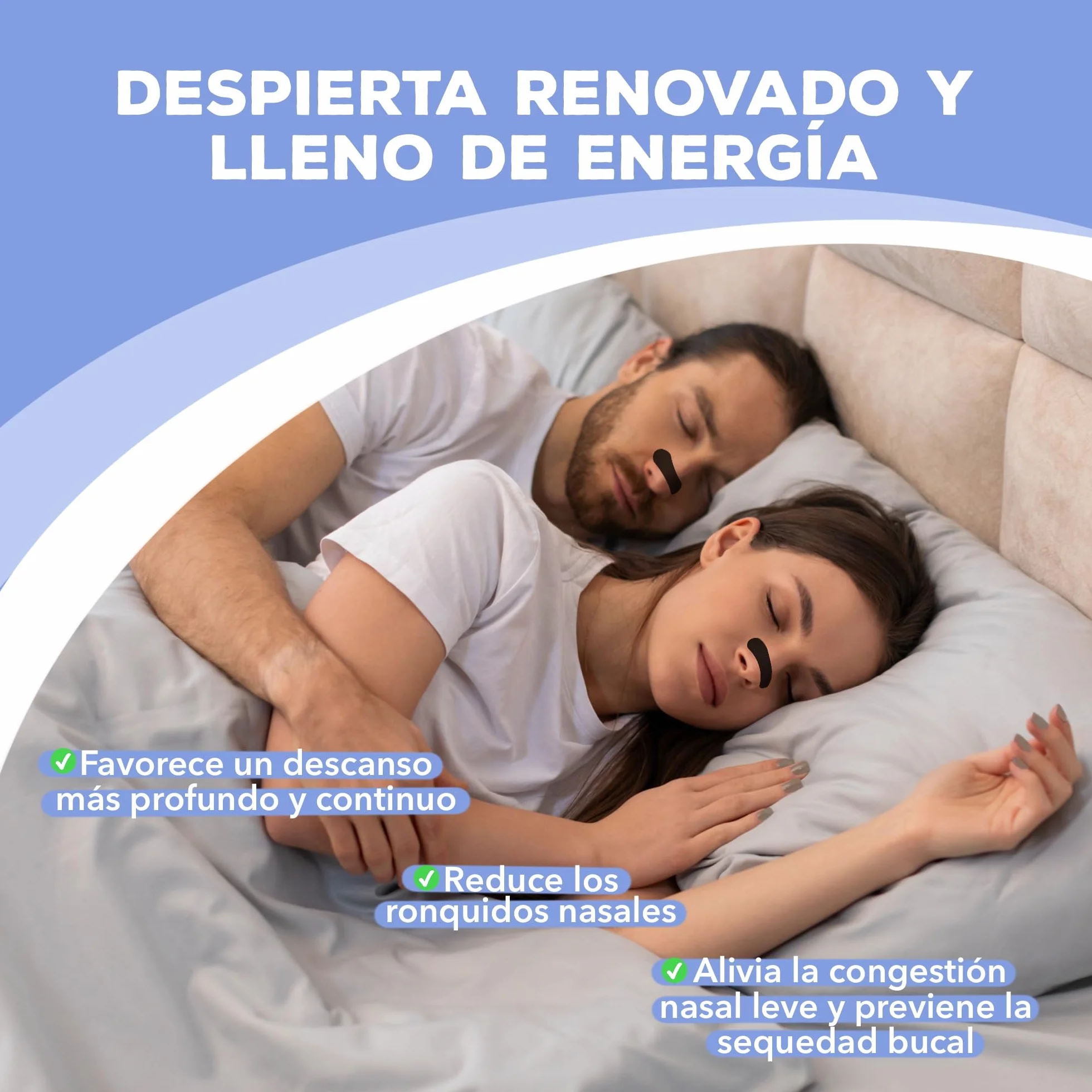 Tiras Nasales Antirronquidos para Dormir 60 Pack - Nasal Strips Respirar Mejor