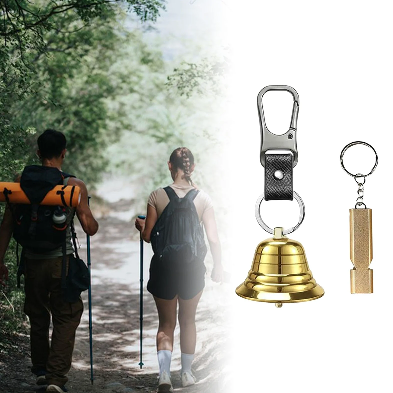 Juego de Campanillas para Animales, Equipo de Senderismo, Accesorios para Actividades Al Aire Libre, Silbato de Emergencia Fácil de Usar, Esencial Par