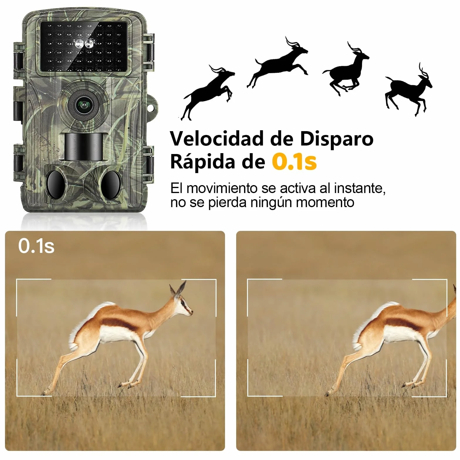 Camara Fototrampeo Caza 4K, WiFi Cámara de Caza con Tarjeta 32G, 120° Cámaras de Caza Vision Nocturna 2,0" LCD IP66 Cámara de Seguridad para Monitoreo de Vida Silvestre y Vigilancia del Hogar